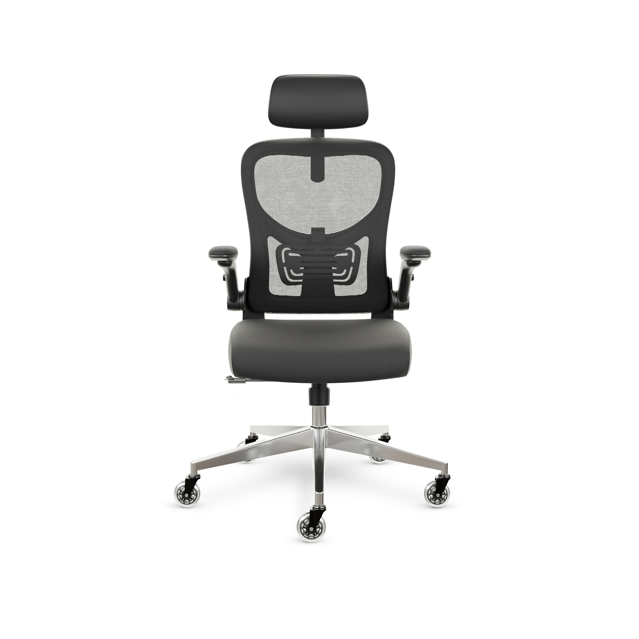 BÜROSTUHL SmartSeat Schwarz - Silberfarben/Schwarz, Kunststoff/Textil (70/142/70cm) - Clouvou