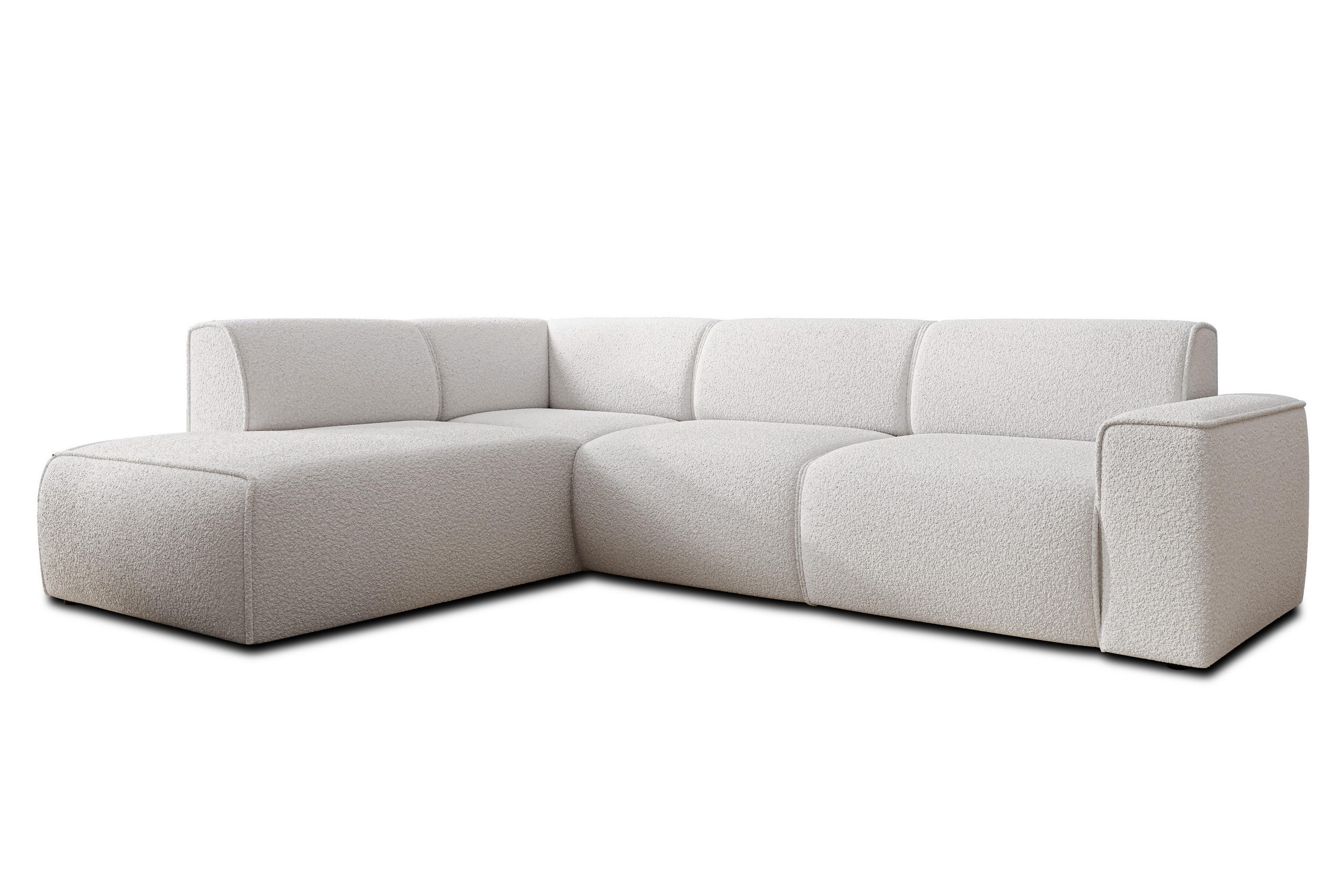 ECKSOFA L Form Didim Weiß 292/220/78 cm – großes Sofa stilvoll & bequem L - Schwarz/Weiß, Kunststoff/Textil (220/292cm) - AX Living