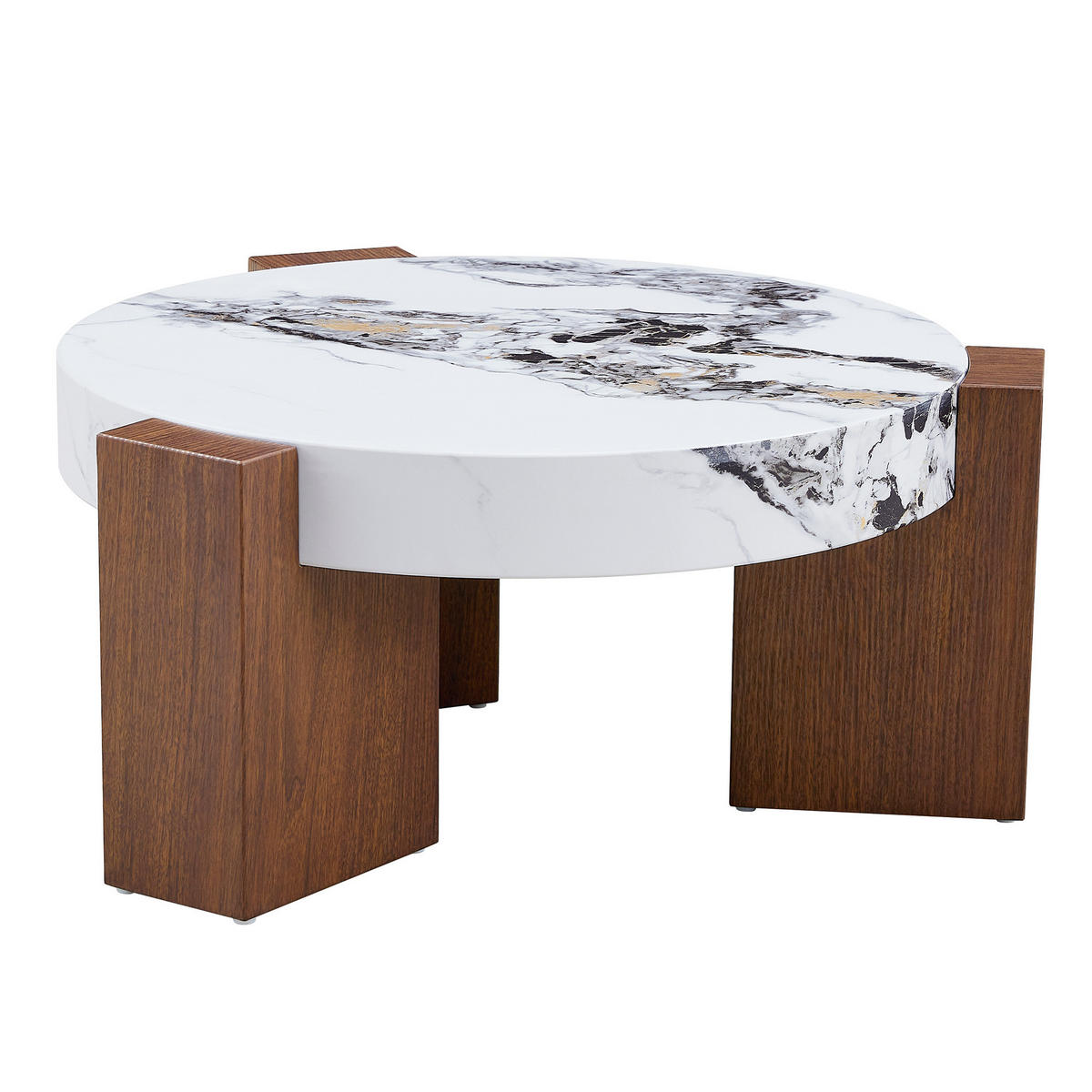 COUCHTISCH-SET 2-teilig Walnuss/Weiß/Transparent Glas MDF - Transparent/Walnussfarben, Glas/Holzwerkstoff (61/61/44cm)