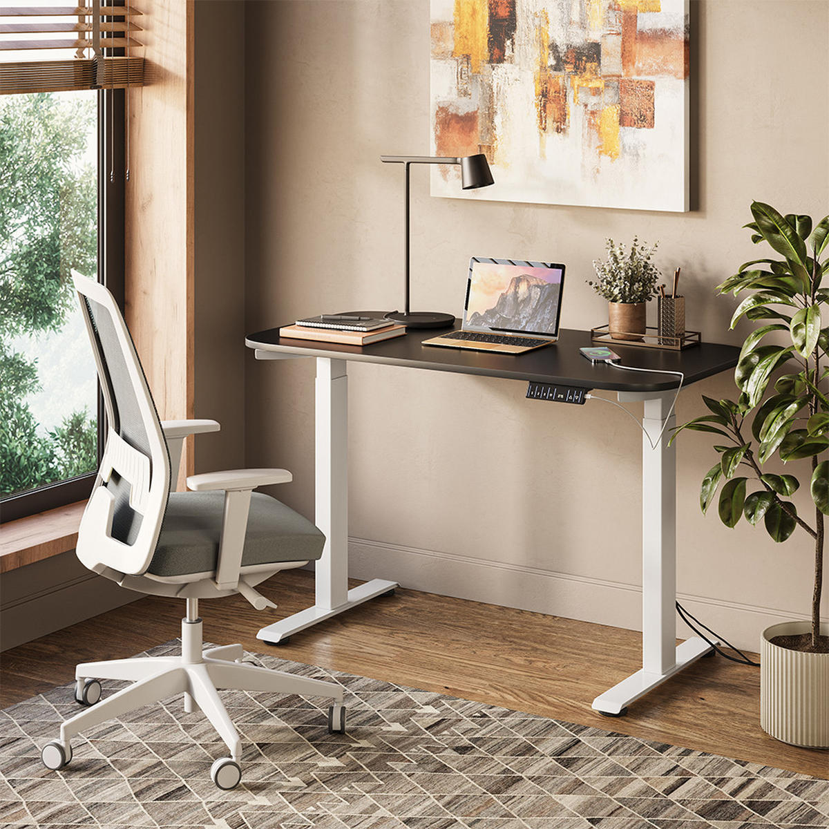 PSACÍ STŮL Elevate Bílá/antracitová - bílá, kompozitní dřevo (60/120/120cm) - Vicco