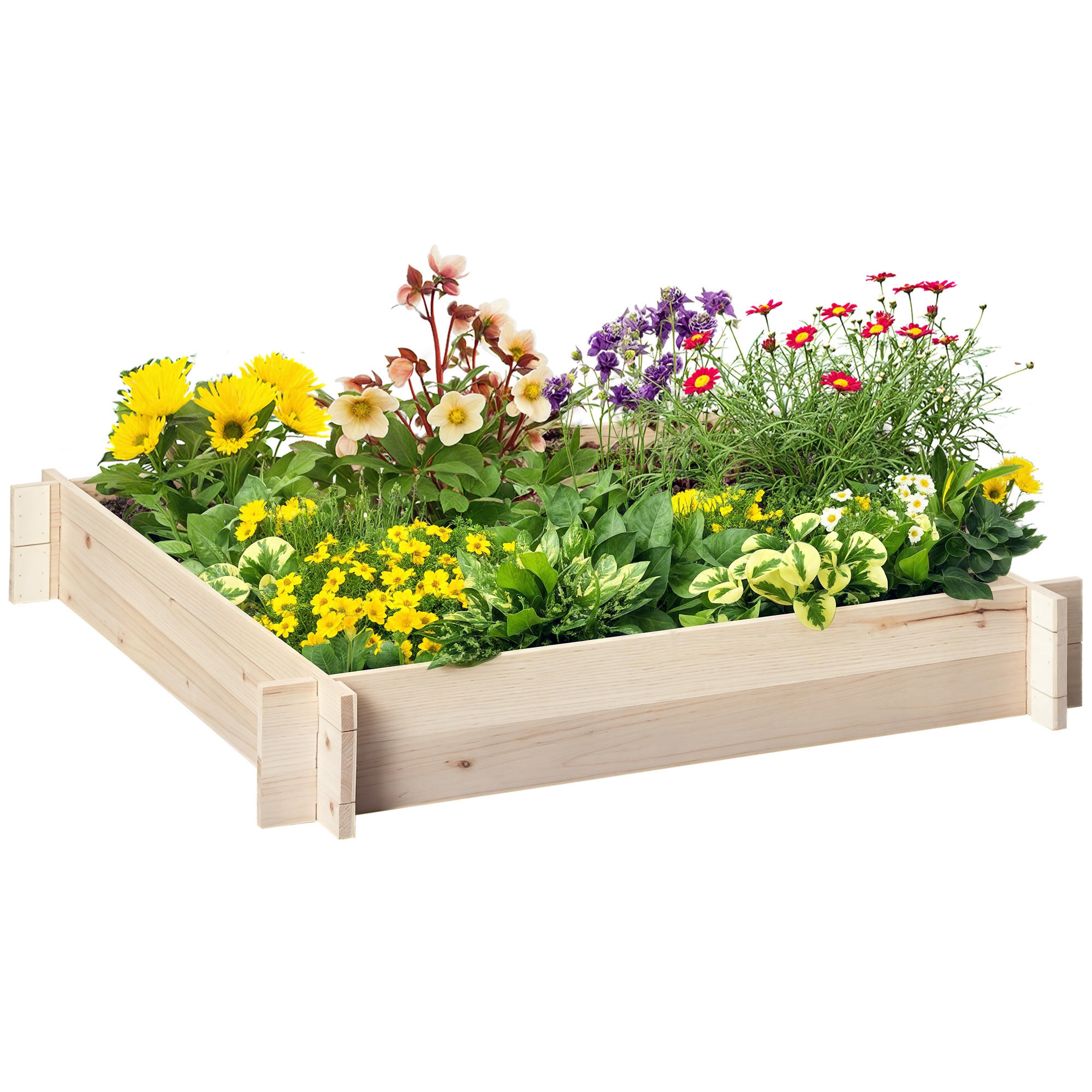 HOCHBEET DE-12174 quadratisch 100/100/16 cm ohne Werkzeug Natur - Naturfarben, Holz (100/16/100cm) - ComfortXL