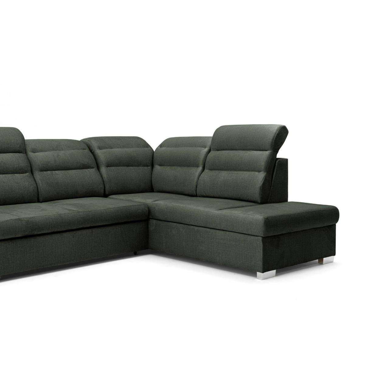 ECKSOFA U-Form CLOUD U Rechts mit Schlaffunktion 120x252 Velours Dunkelgrün - Dunkelgrün/Silberfarben, Holz/Kunststoff (202/103/320cm) - Muffo
