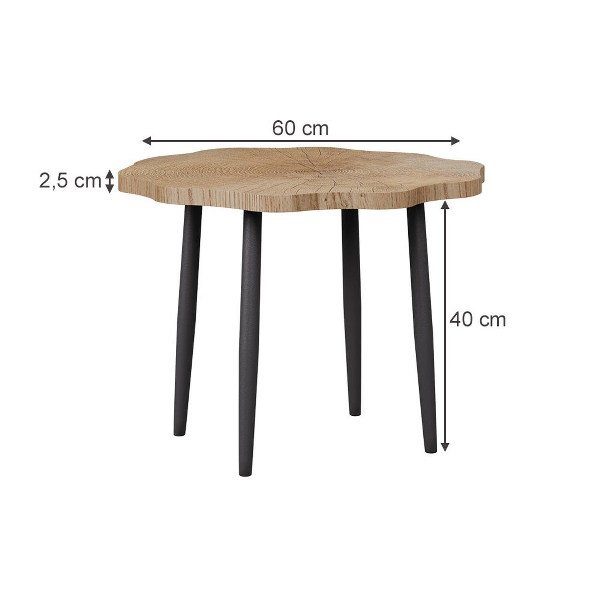 KONFERENČNÍ STŮL Ringo Dub - černá/barva dubu, kompozitní dřevo (60/60/2.5cm) - Vicco