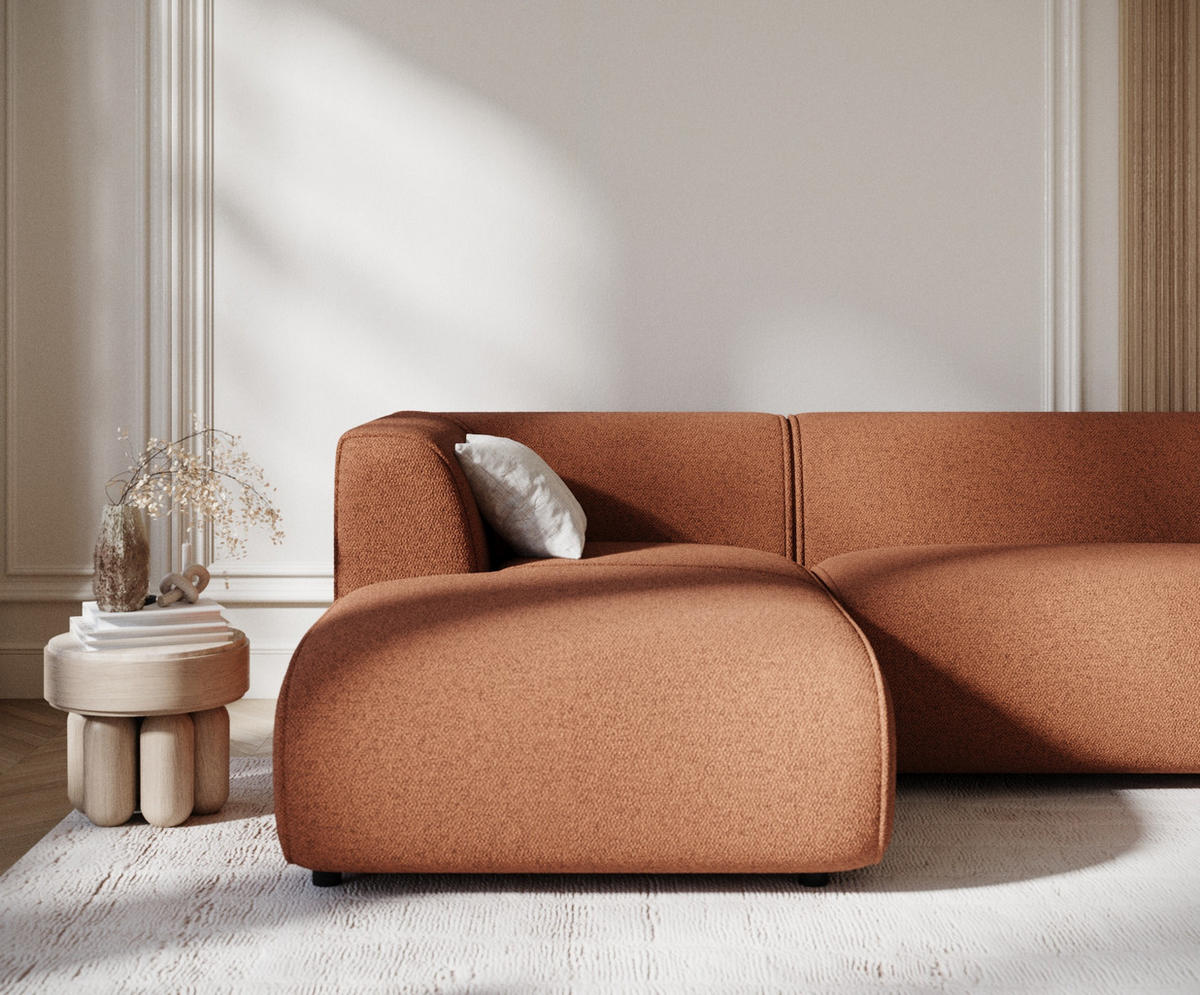ECKSOFA Melani Kupferfarbe Webstoff - Schwarz/Kupferfarben, Holz/Holzwerkstoff (253/153cm) - Maison de Reve