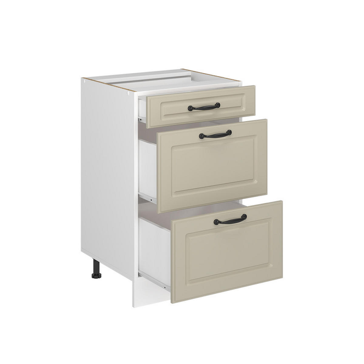 KÜCHENUNTERSCHRANK R-Line, Sand Landhaus/Weiß, 50 cm Arbeitsplatte Anthrazit - Sandfarben/Weiß, Holzwerkstoff (50/81.6/60cm) - Vicco