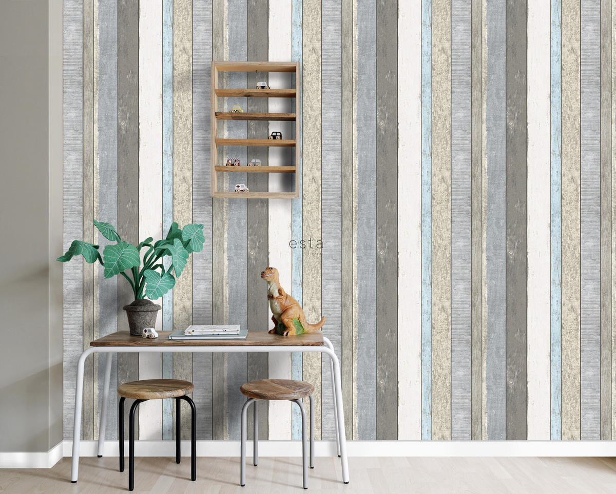 TAPETE Holzoptik 53 cm x 10.05 m - Grau, Papier (53/1000cm) - ESTAhome