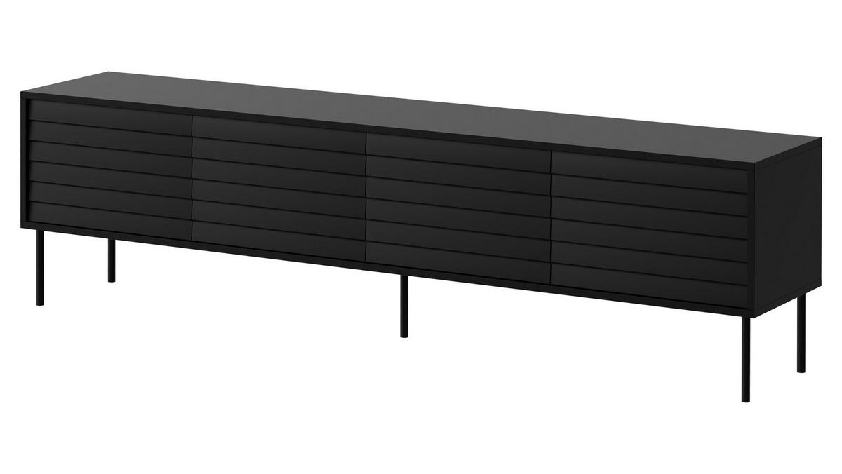 TV-LOWBOARD Cortina 200 4D - Schwarz, Holzwerkstoff/Metall (200/55/40cm) - MIRJAN24