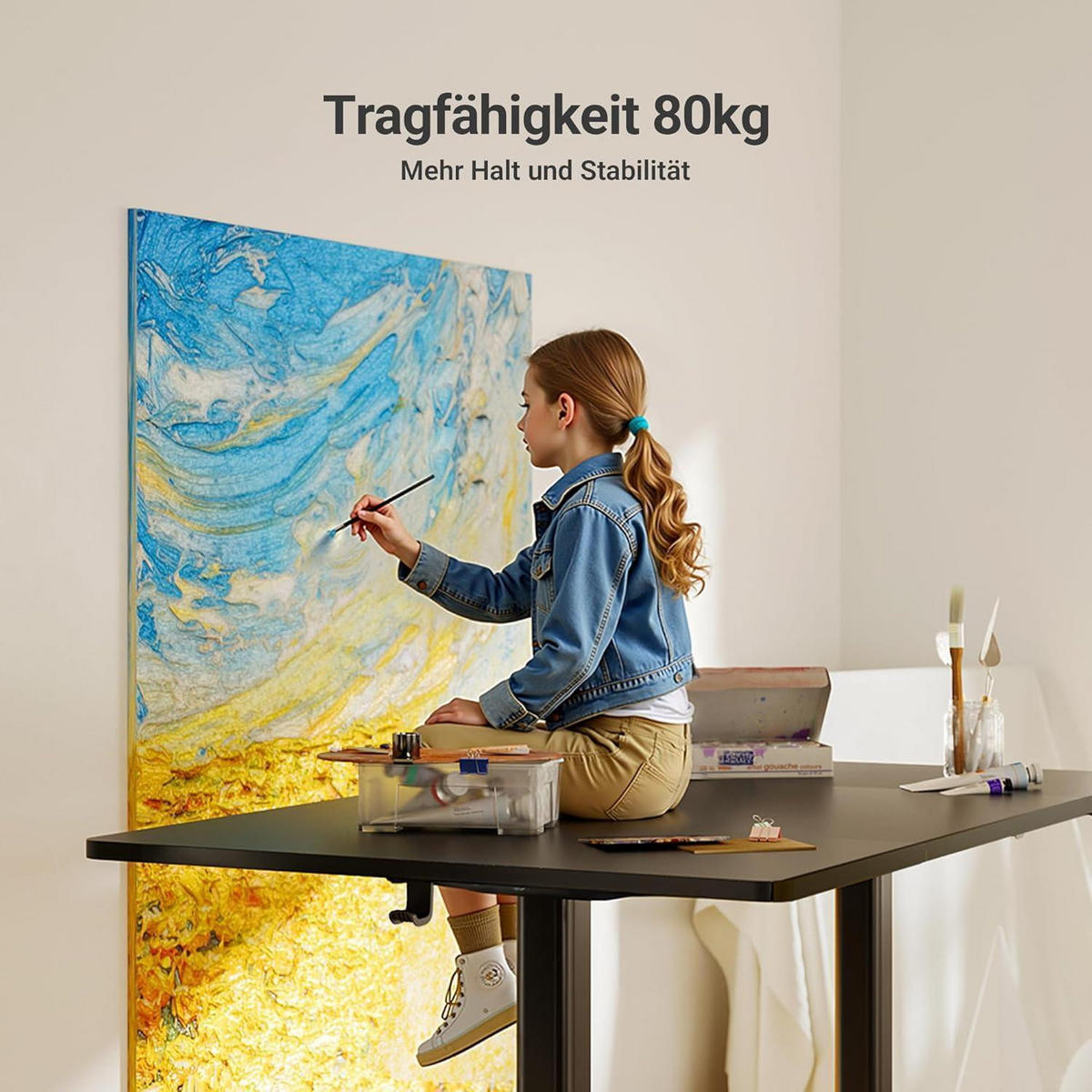 SCHREIBTISCH elektrisch höhenverstellbar 160 x 80 cm Schwarz - Schwarz, Holzwerkstoff (70/140/75cm)