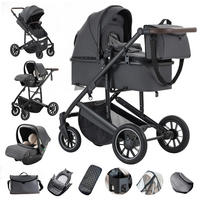 KINDERWAGENSET 3-in-1, tragbar, Aluminiumrahmen, 516-Dunkelgrau - Dunkelgrau, Metall (80/60cm) - Kaket
