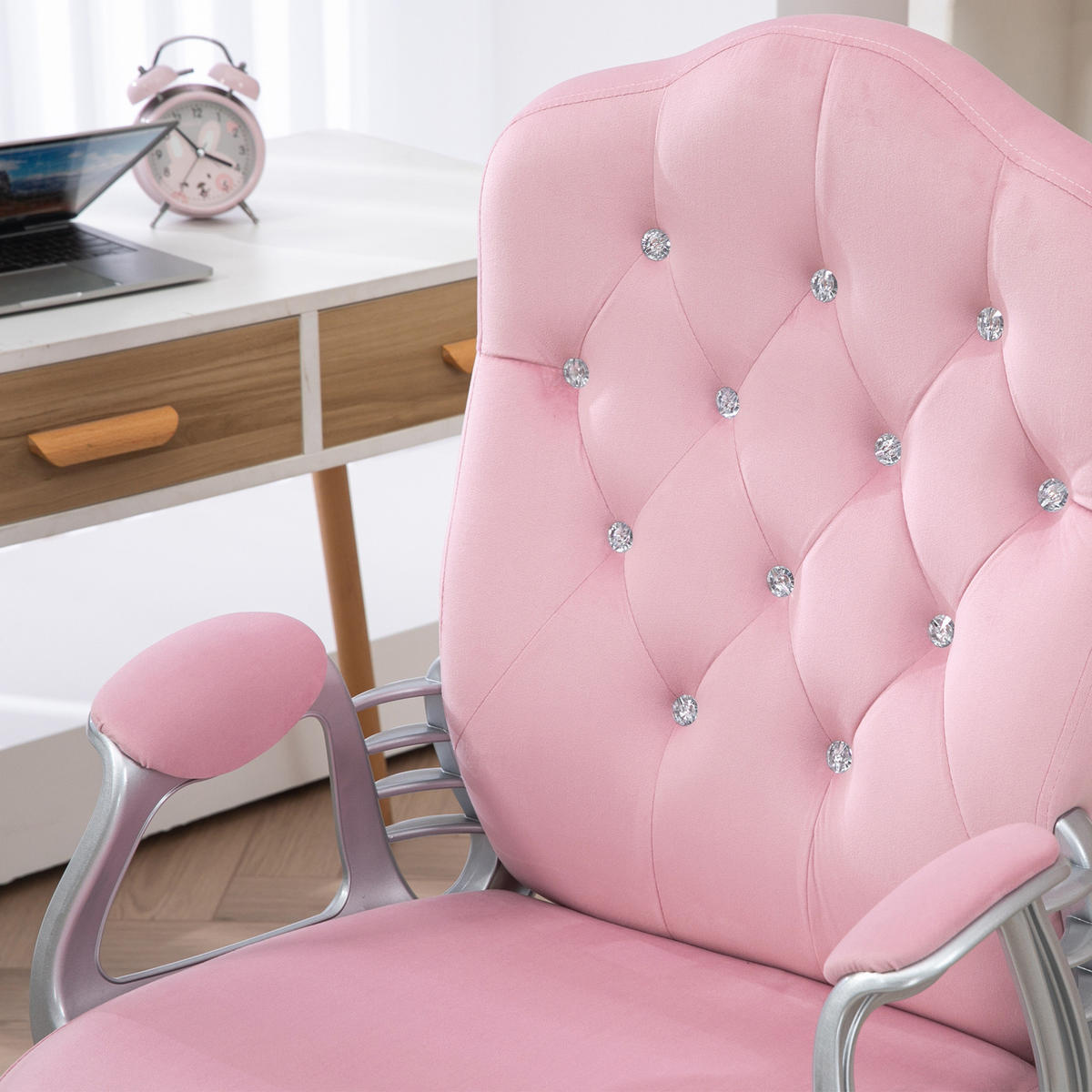 DREHSTUHL, höhenverstellbar 47-57 cm, samtweicher Polyesterbezug, 61/61/104-114 cm, Pink - Pink, Kunststoff (61/114/61cm) - Redom