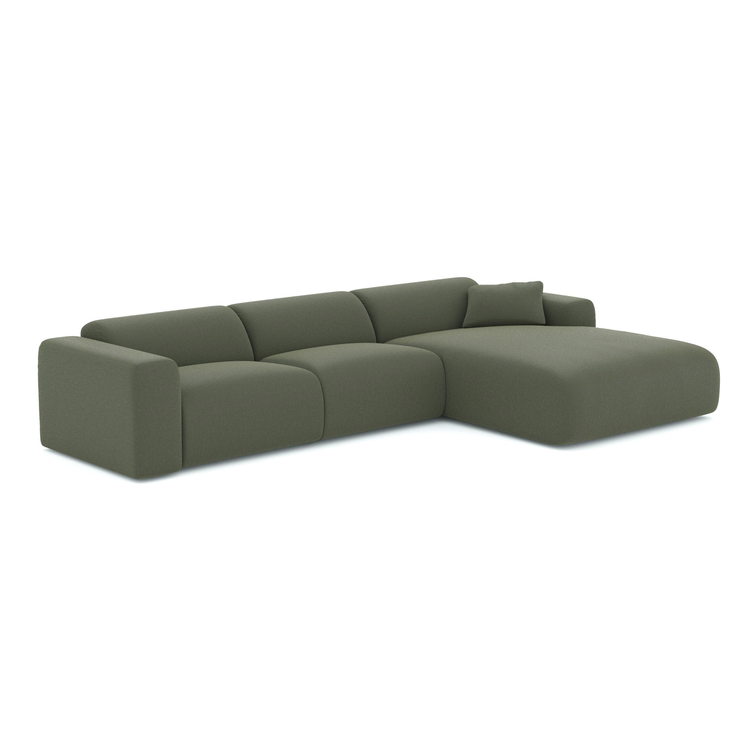 WEITWINKEL-SOFA rechts Tissu tramé Olivgrün 280cm - Olivgrün/Grün, Textil (280/165cm) - Sia Home