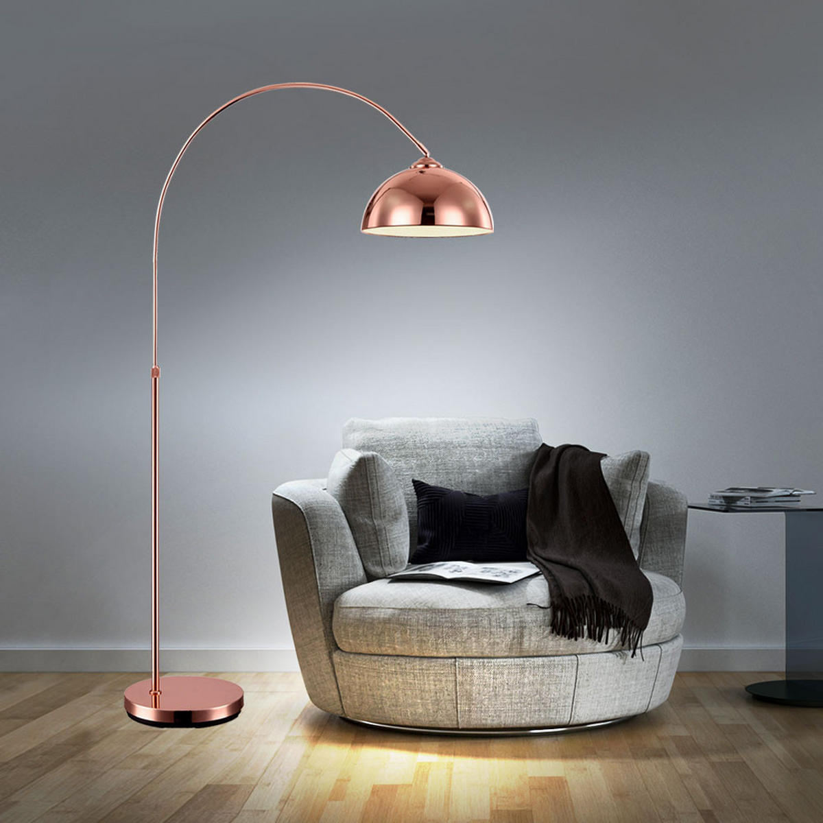 LED STEHLEUCHTE Newcastle Kupfer - Kupferfarben, Metall (92/30/196cm) - Globo Lighting