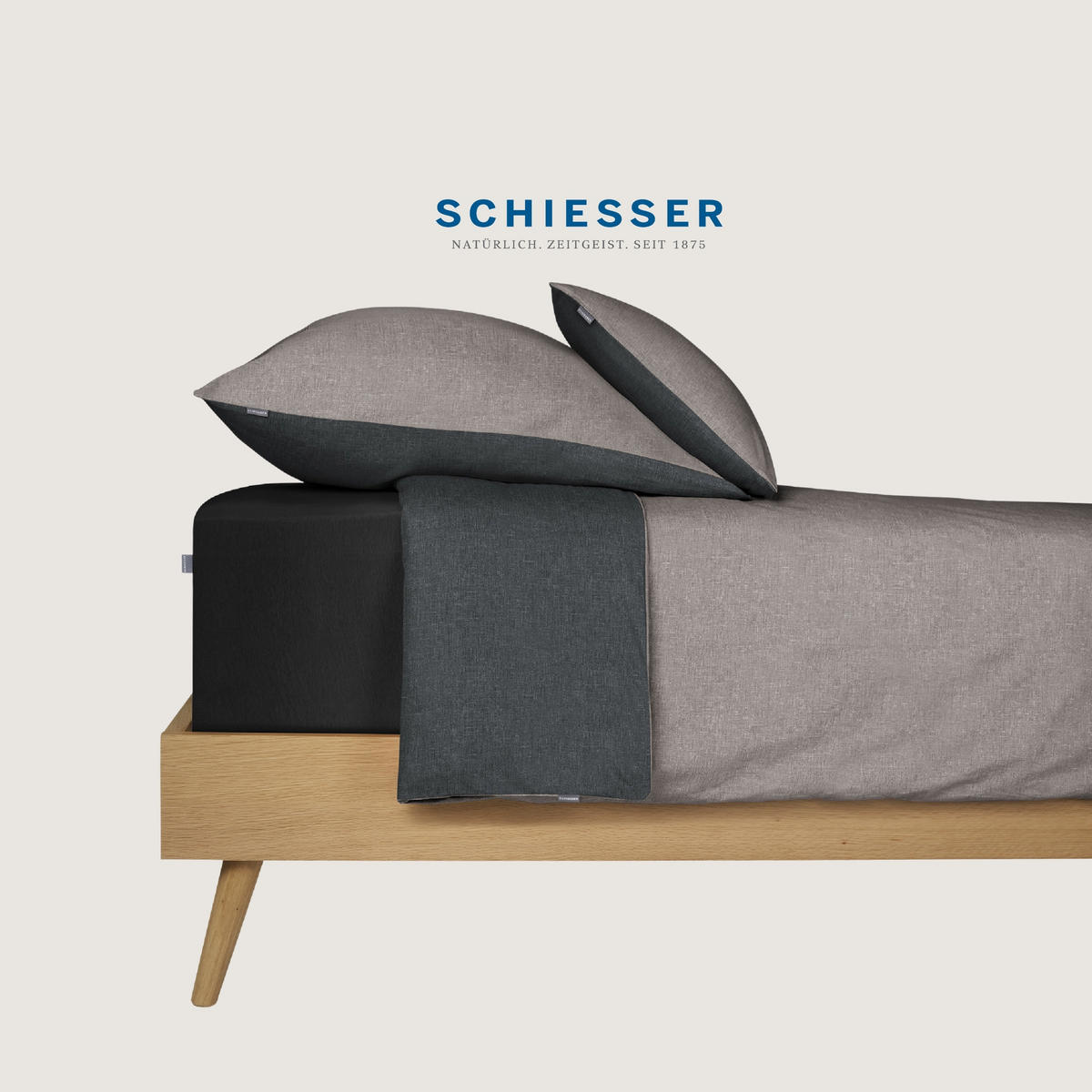 KISSENHÜLLENSET Doubleface - Renforcé - 2-teilig - 40 x 80 cm - Grau-Schwarz - Schwarz, Textil (40/80cm) - SCHIESSER