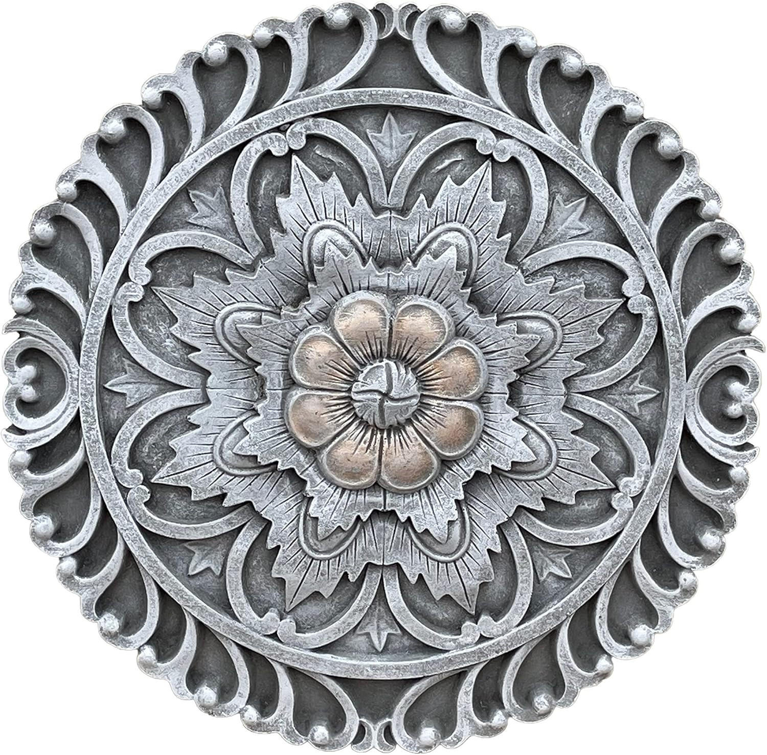 STEINFIGUR Mandala rund frostfest Steinguss - Grau, Stein (3/33/33cm) - stoneandstyle