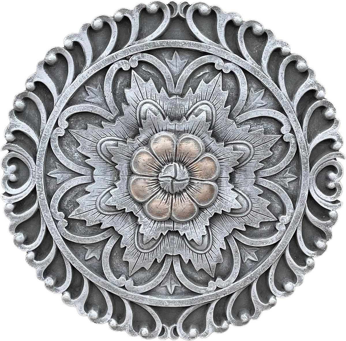 STEINFIGUR Mandala rund frostfest Steinguss - Grau, Stein (3/33/33cm) - stoneandstyle