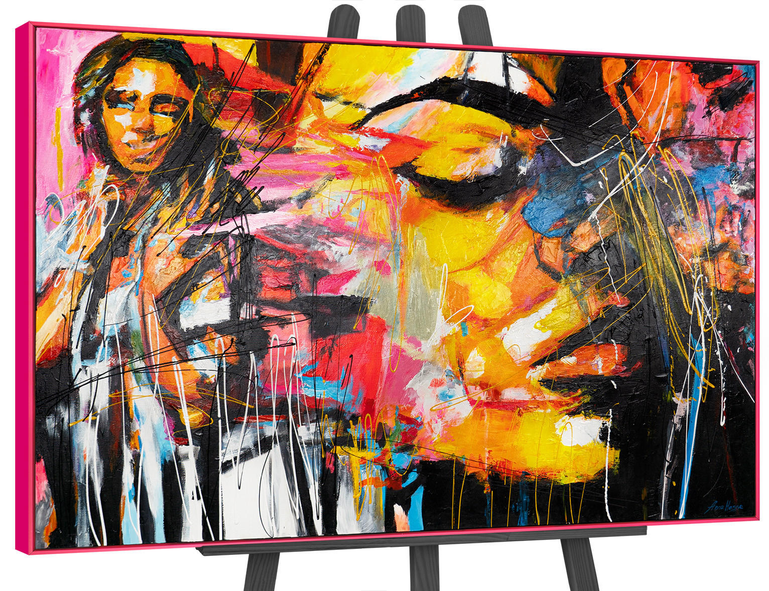 GEMÄLDE Symphonie der Farben Schattenfugenrahmen Pink 140x100 cm - Pink, Holz (140/100cm) - YS-art gallery