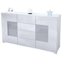 SIDEBOARD Grömitz Weiß Hochglanz - Weiß Hochglanz, Holzwerkstoff (138.5/75.5/35cm) - Vladon