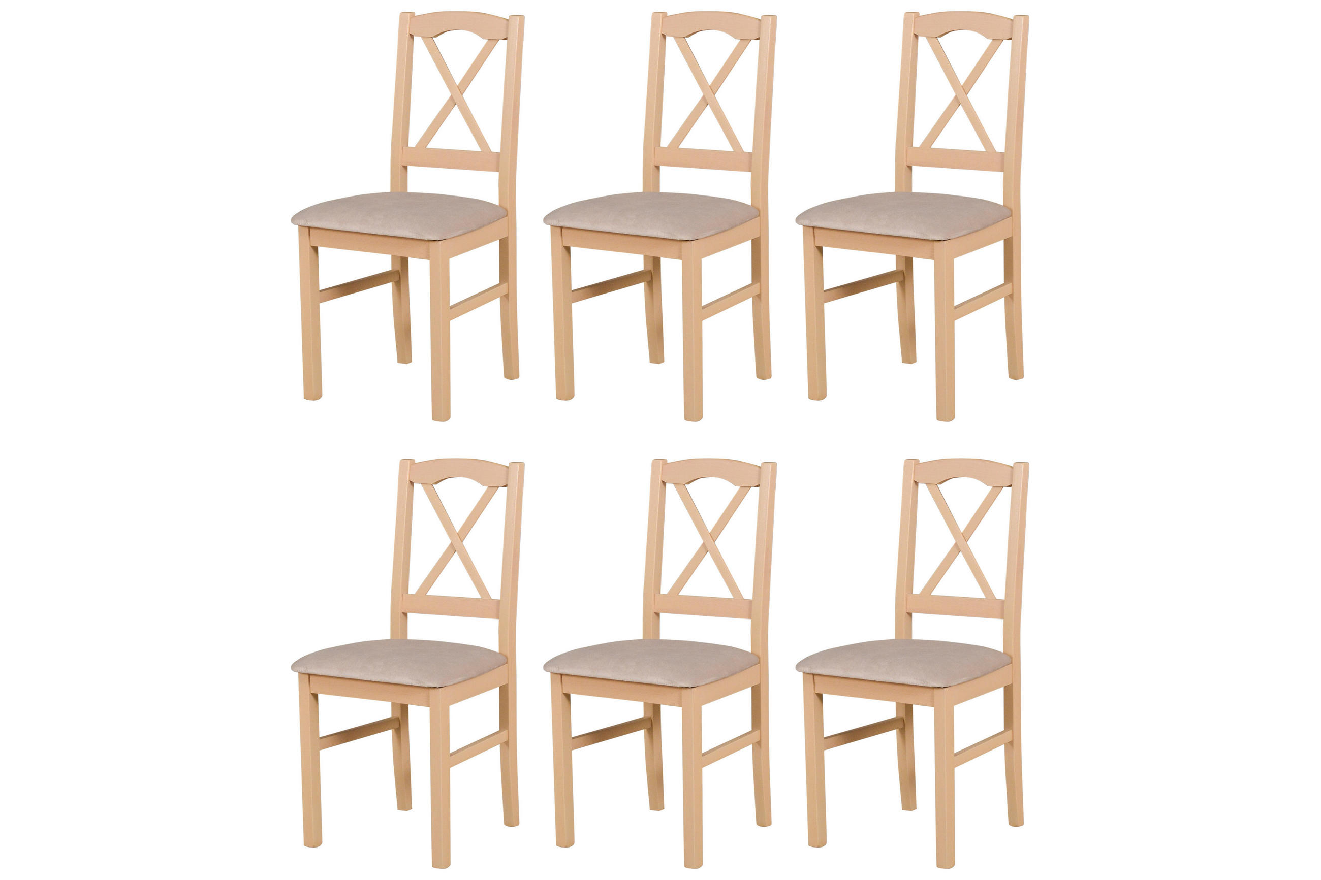 STUHL Nilo 11 (6er Set) - Sonoma Eiche/Cappuccino, Holz (43/94/40cm) - Leaf Design