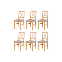 STUHL Nilo 11 (6er Set) - Sonoma Eiche/Cappuccino, Holz (43/94/40cm) - Leaf Design