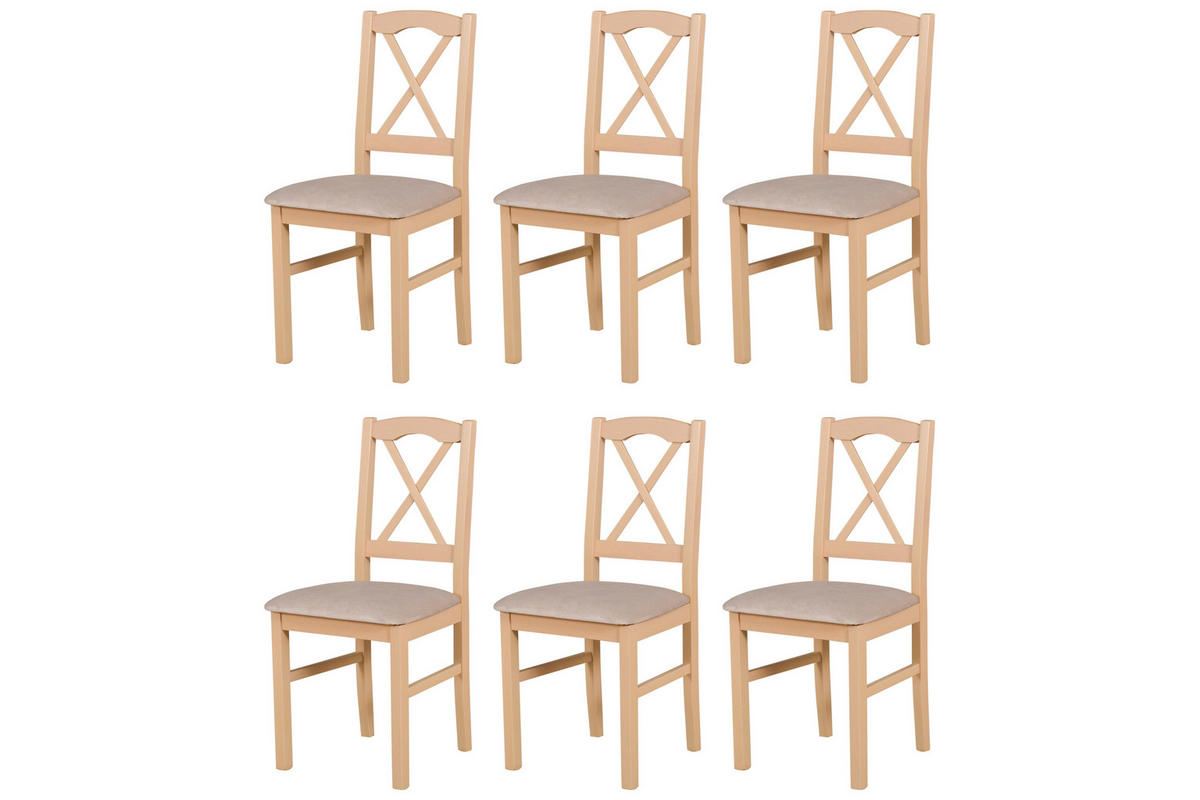 STUHL Nilo 11 (6er Set) - Sonoma Eiche/Cappuccino, Holz (43/94/40cm) - Leaf Design