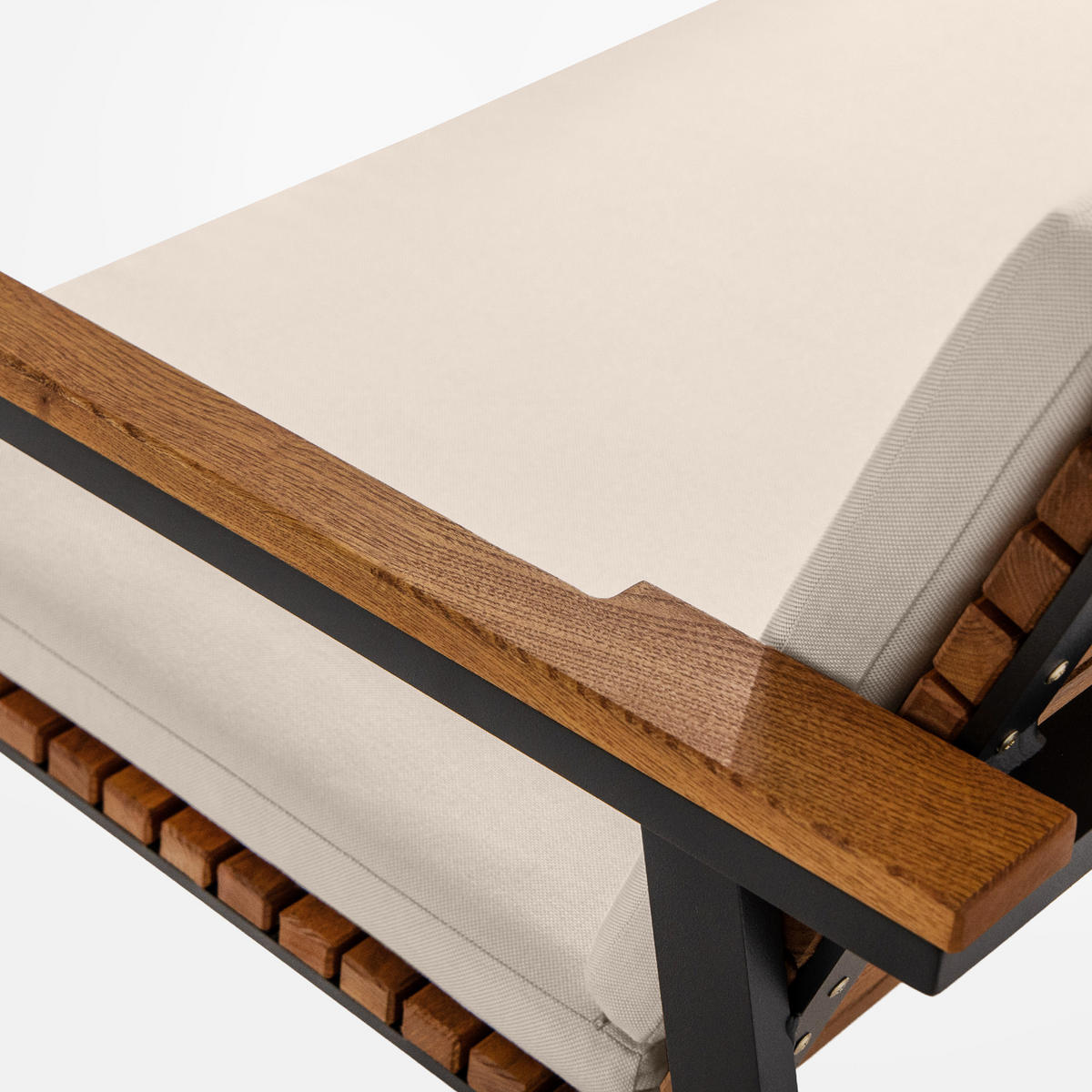 GARTENBANK ARIATO mit Kiss - Anthrazit/Beige, Holz/Metall (134/77/73cm) - KONSIMO®