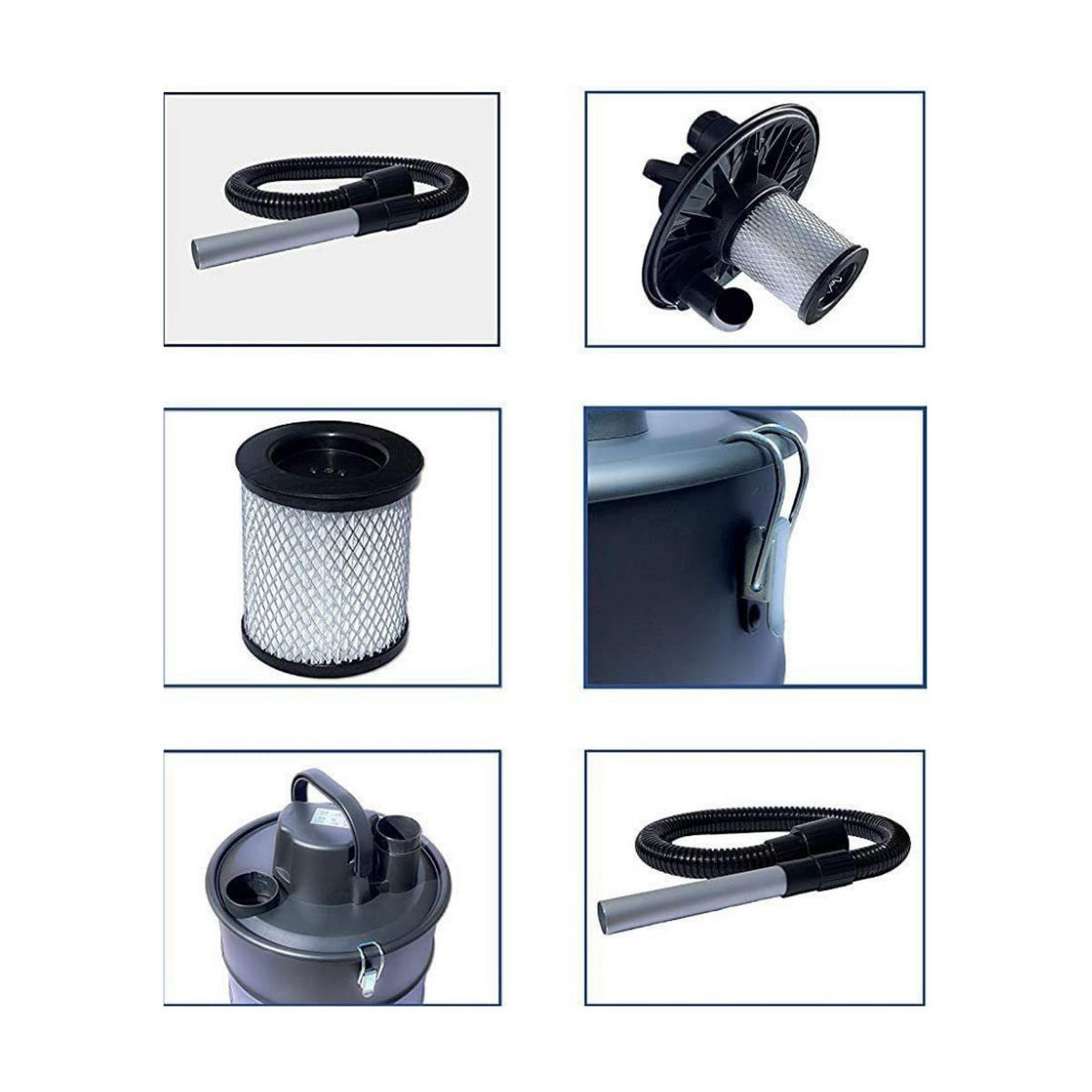 ASCHESAUGER 18L 800W mit HEPA Filter - Schwarz, Metall (28/35/28cm) - Kinzo