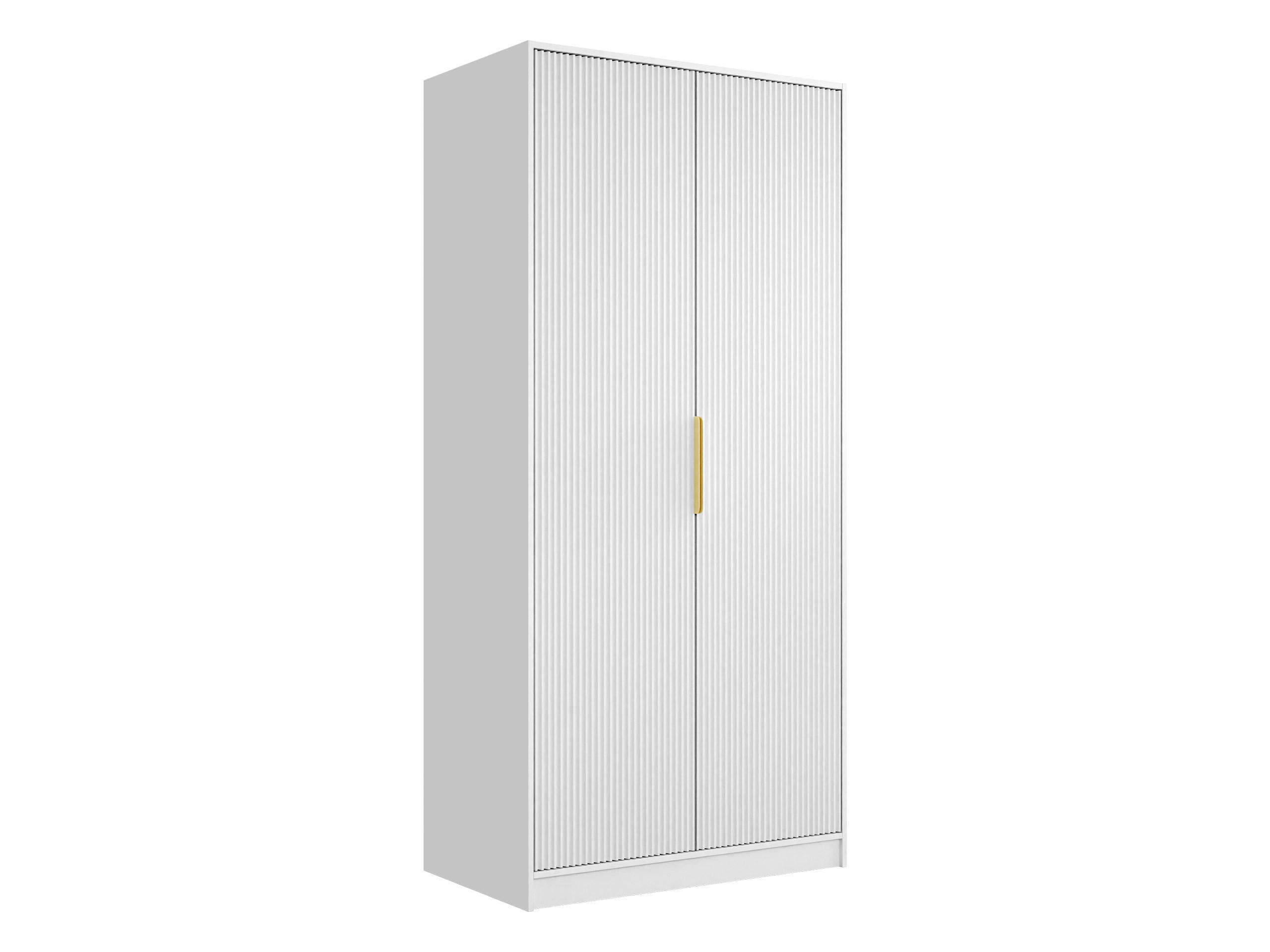 DREHTÜRENSCHRANK Tireno 2D - Goldfarben/Weiß, Holzwerkstoff/Metall (102/216/60cm) - MIRJAN24