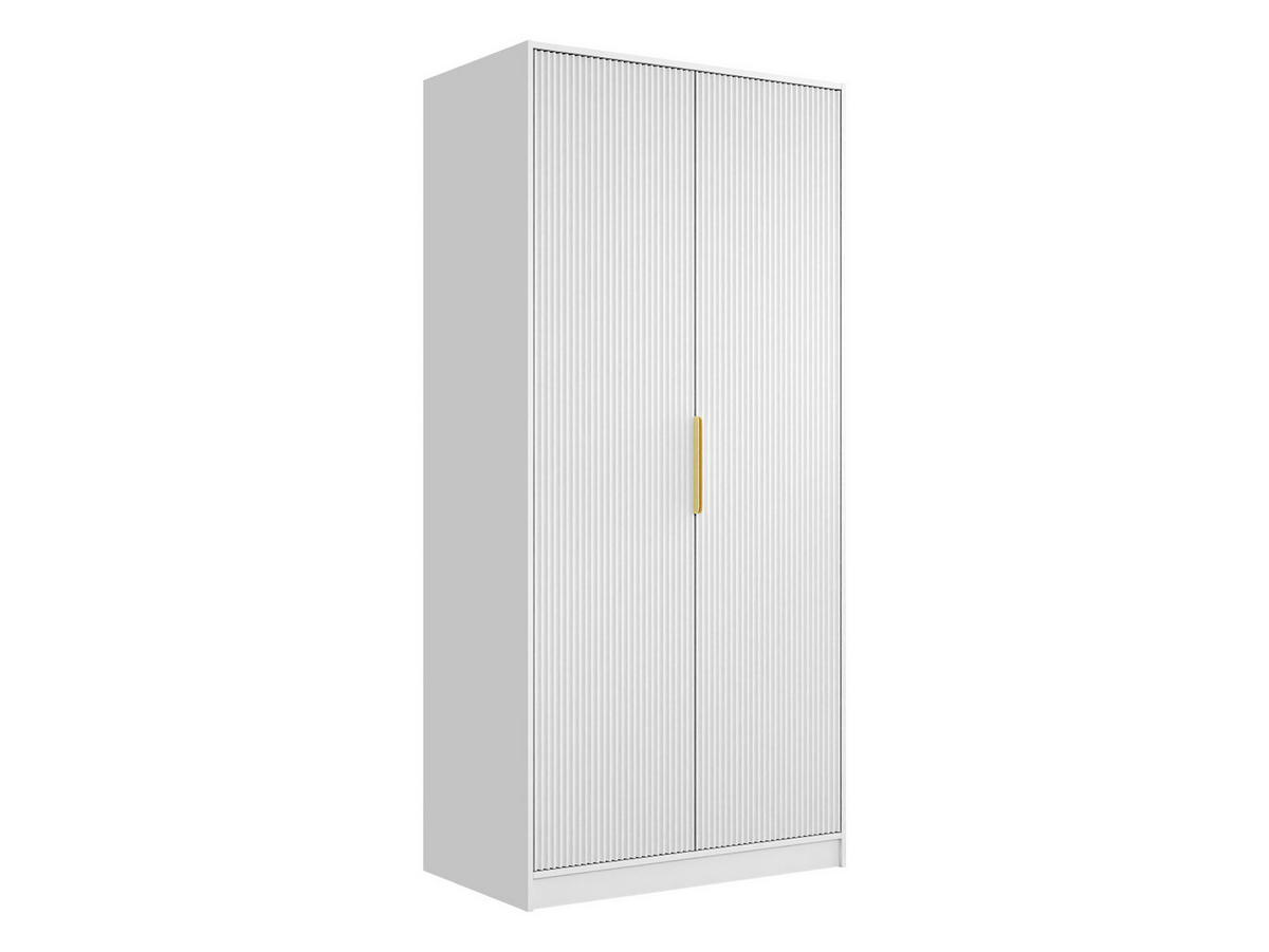 DREHTÜRENSCHRANK Tireno 2D - Goldfarben/Weiß, Holzwerkstoff/Metall (102/216/60cm) - MIRJAN24