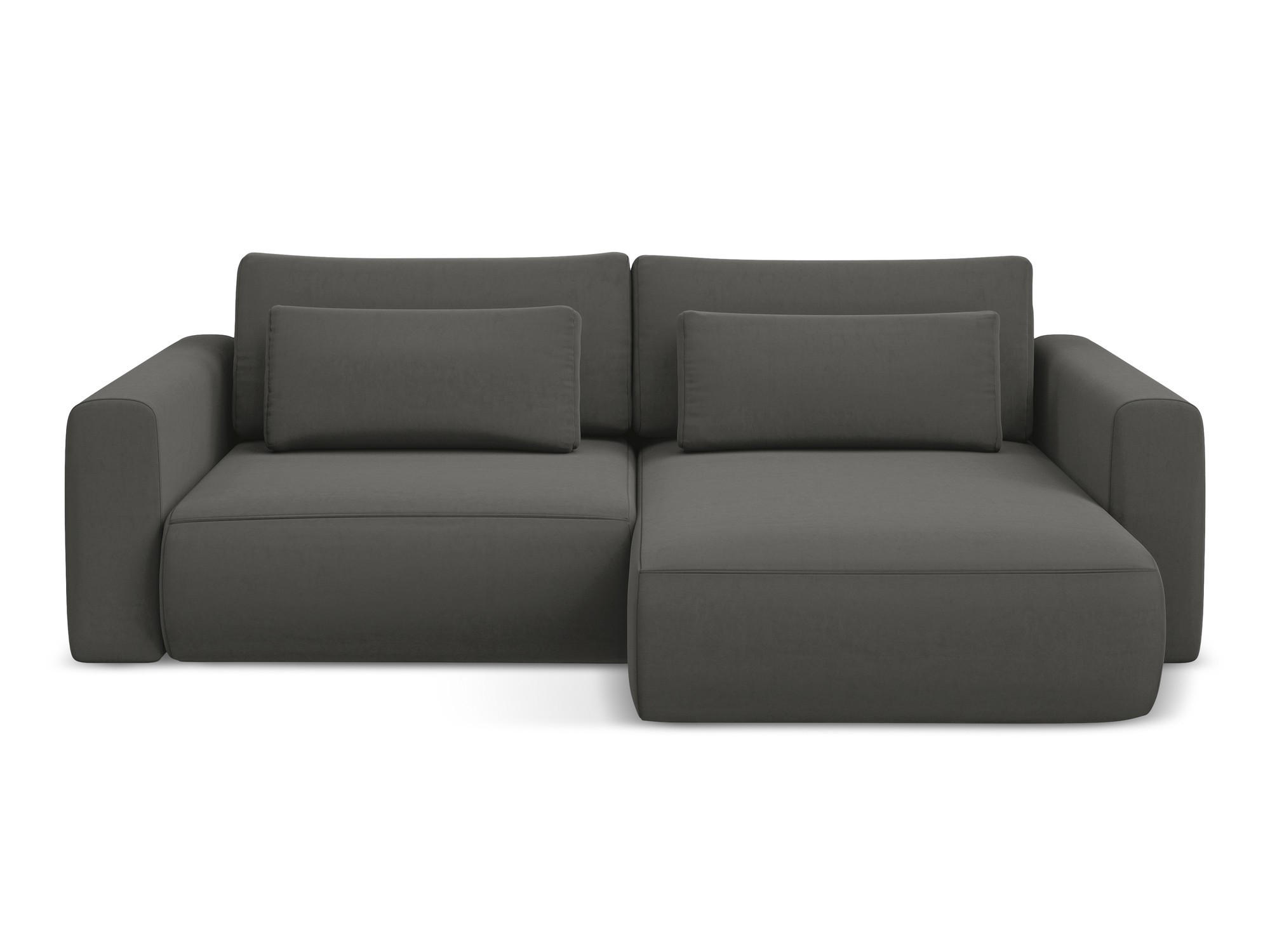 ECKSOFA mit Schlaffunktion Samt Stoff Grau - Dunkelgrau/Schwarz, Kunststoff/Textil (240/149cm) - Makamii