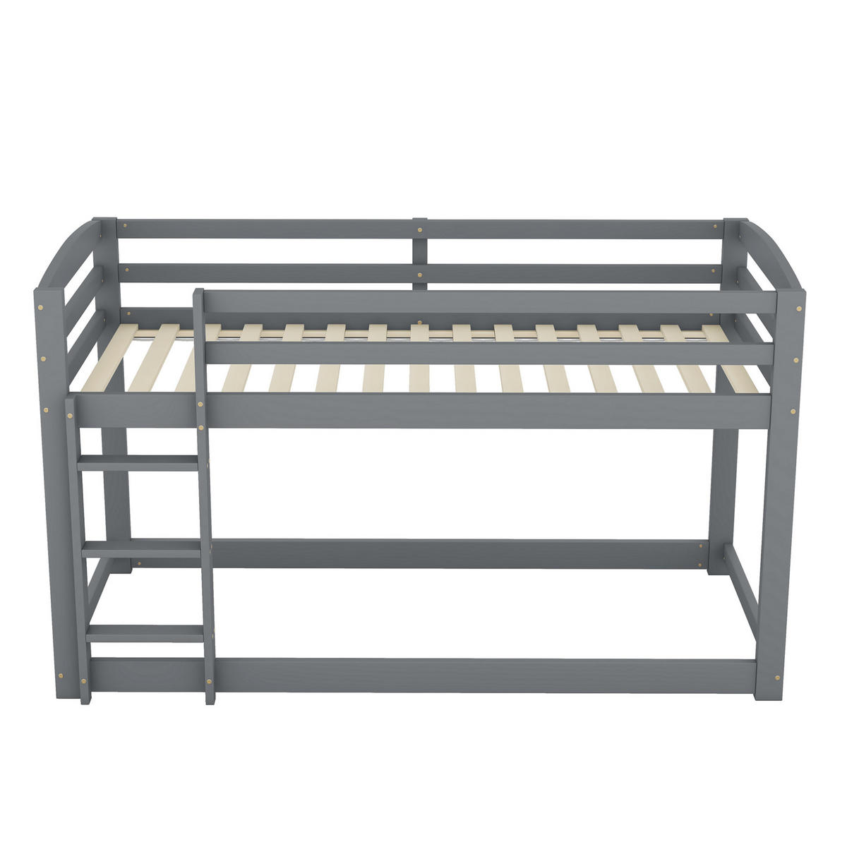 ETAGENBETT 90/200 cm Grau aus massiver Kiefer mit stabilem Geländer - Grau, Holz (90/200cm) - OKWISH