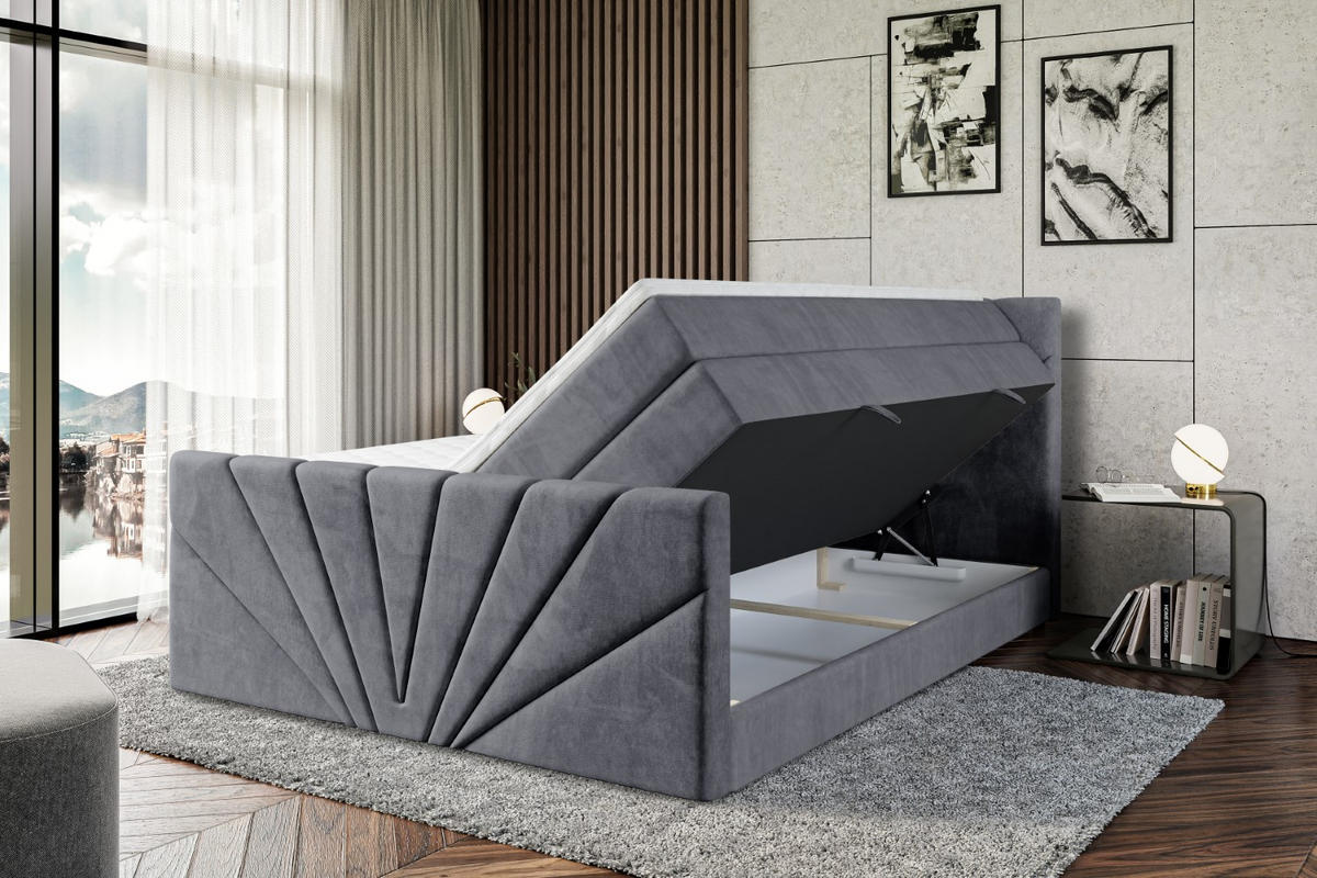 BOXSPRINGBETT MILTIO-Z KING - 180x200 - H3/H4 - Dunkelgrau - Dunkelgrau, Holzwerkstoff (180/200cm) - ALTDECOR