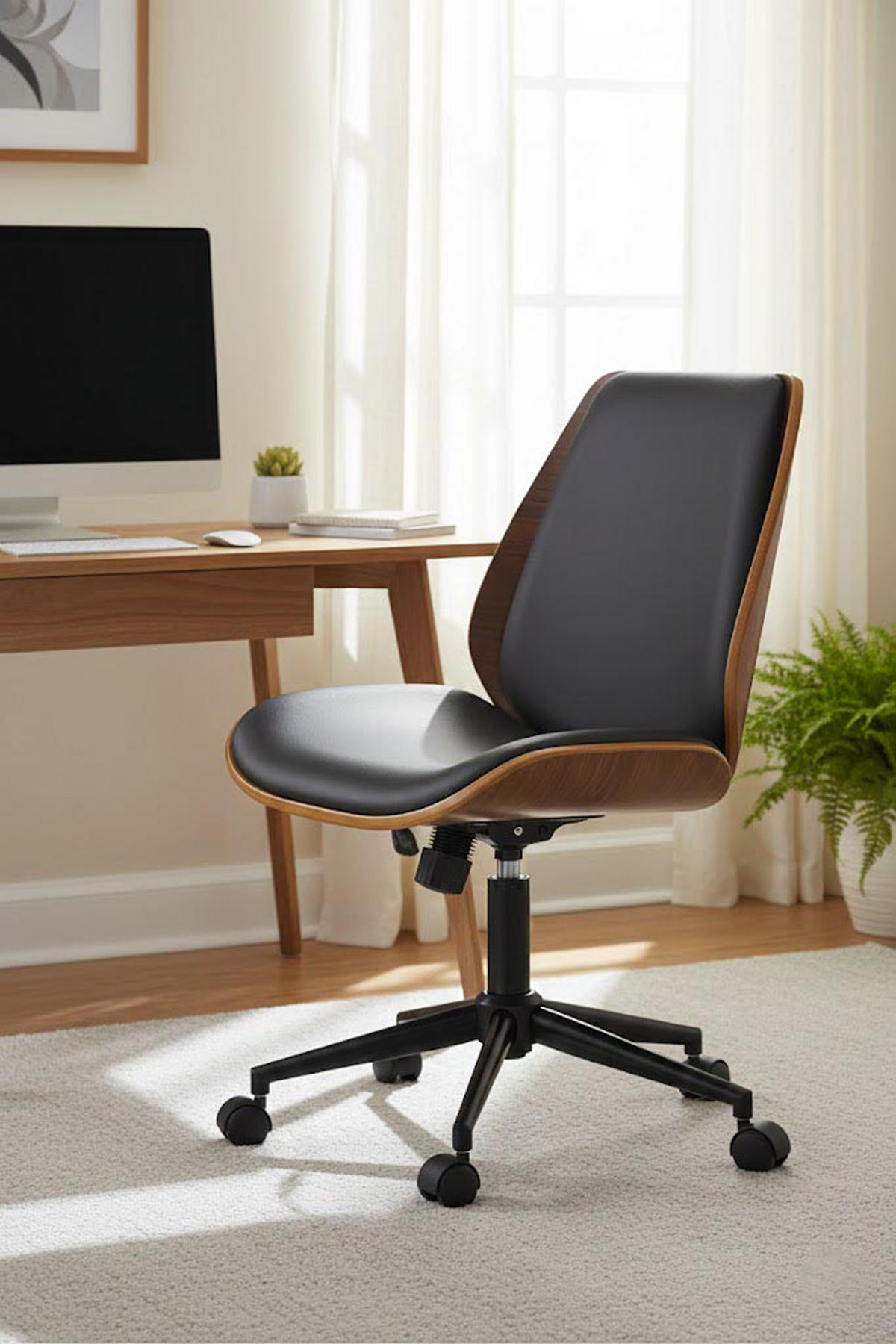 BÜROSTUHL Morix chrom walnuss/schwarz - Chromfarben/Schwarz, Metall (49.5/101/57cm) - TPFLiving
