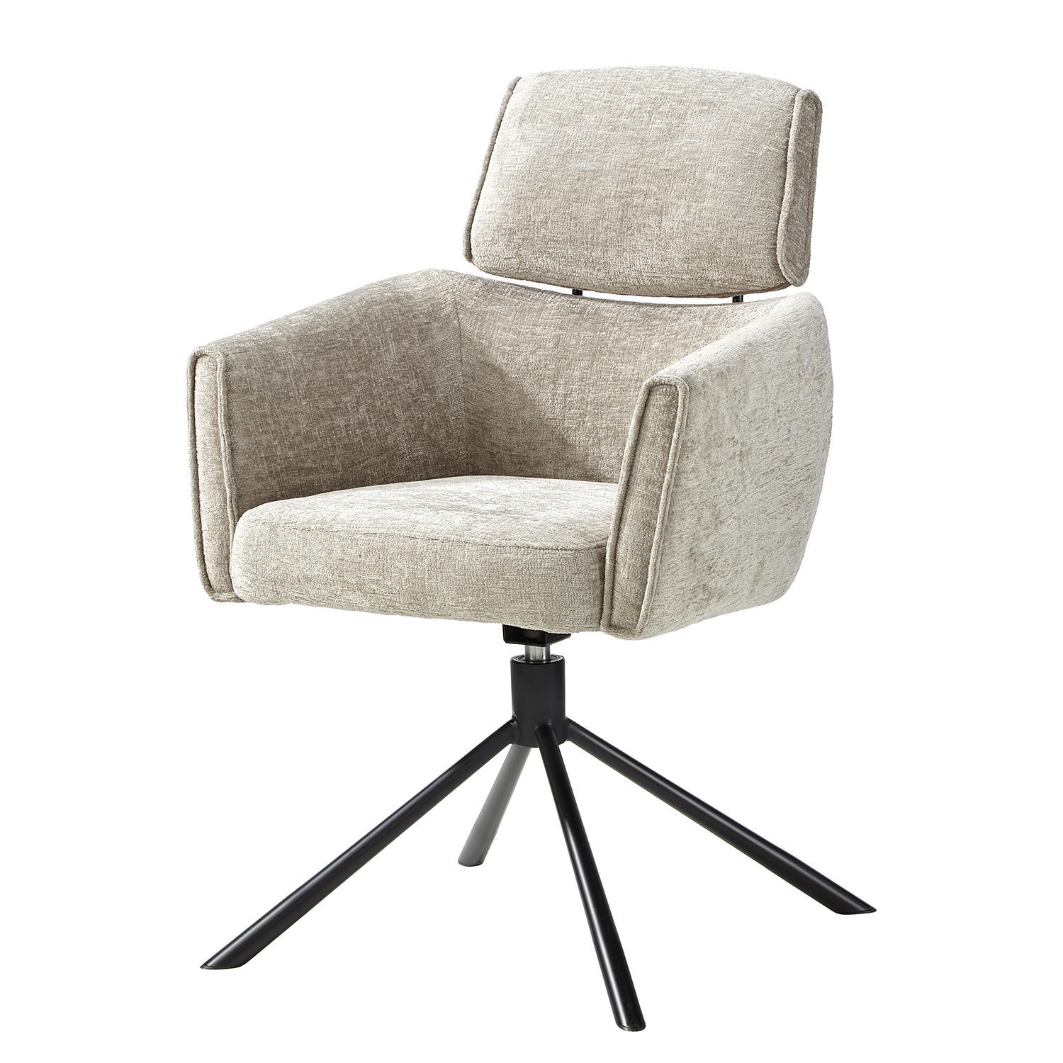ARMLEHNENSTUHL - Drehbar, Chenille / Eisen - Beige, Textil (60/92/64cm) - home24