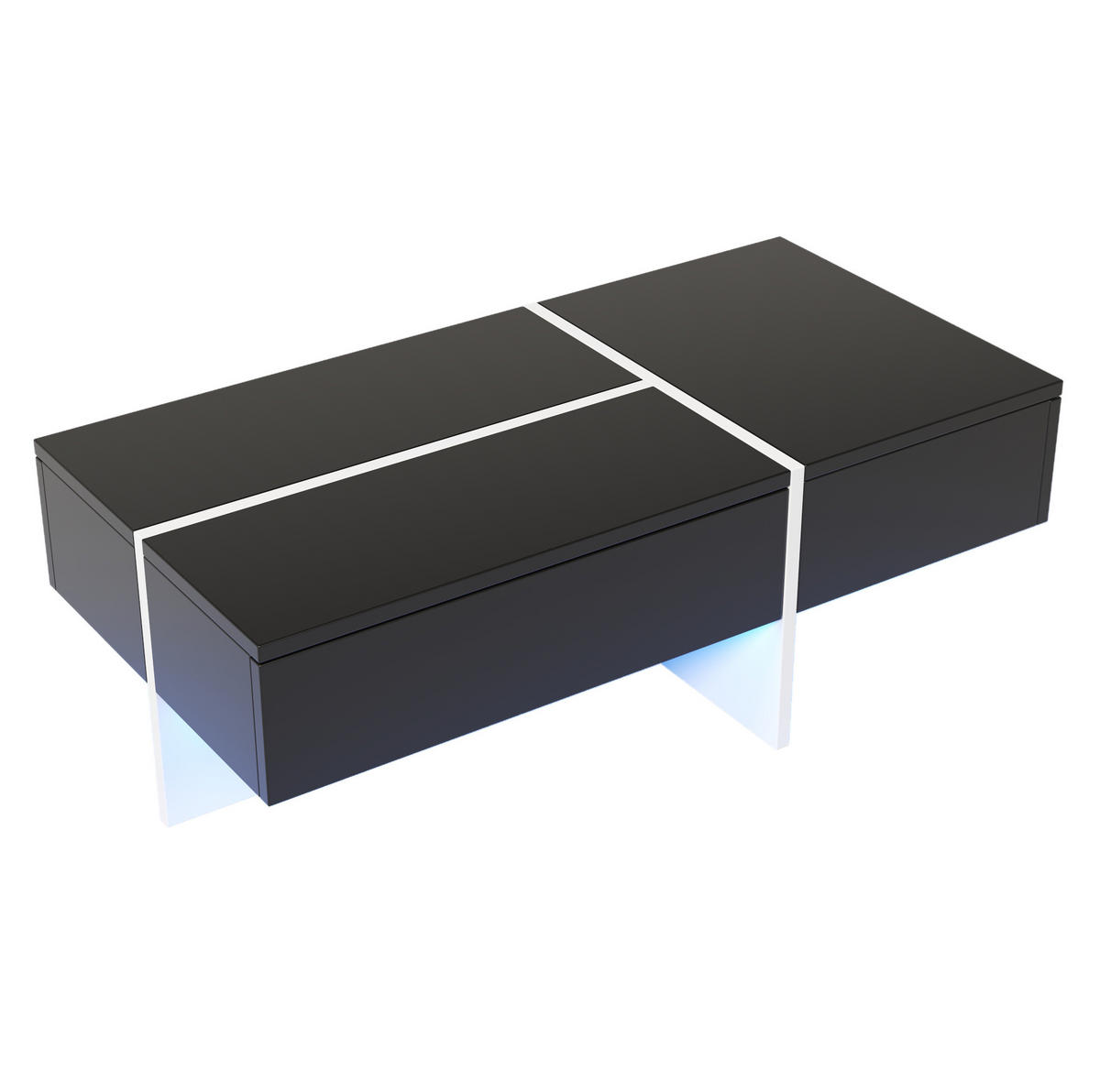 COUCHTISCH aus Spanplatte 100x50x34,5 cm in Schwarz mit LED-Beleuchtung - Schwarz, Holzwerkstoff (100/50/34.5cm) - Modfu
