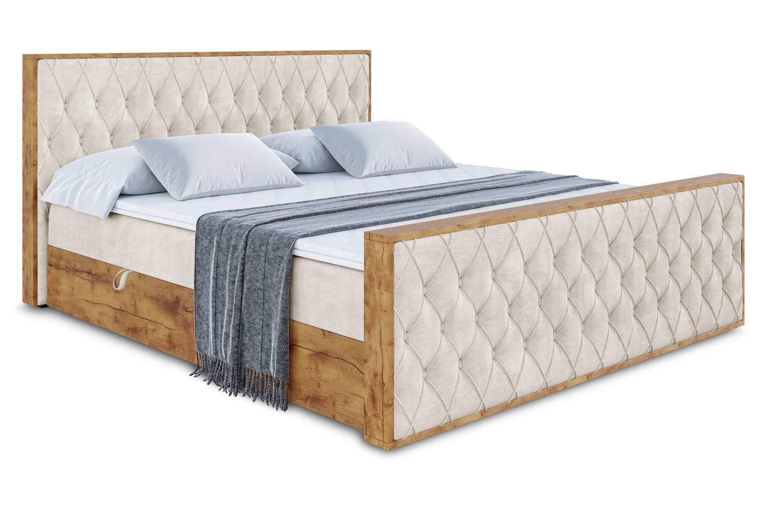 BOXBETT mit Matratze H3 und Lattenrost - LOLLI5-Z - 120x200 - Beige Casablanca - Beige, Holzwerkstoff (120/200cm) - ALTDECOR