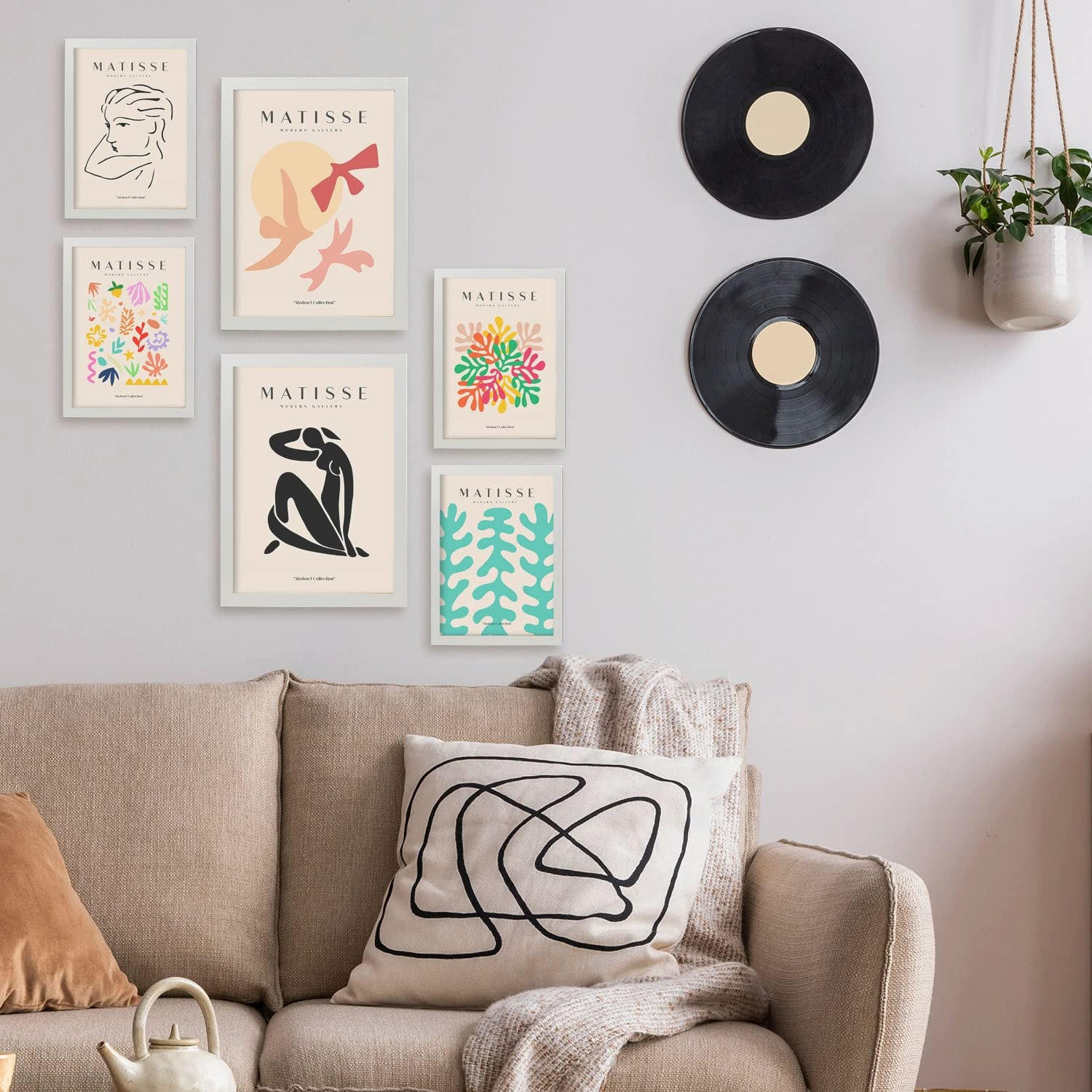 POSTER Set Mit 6 Henri Matisse Freiheit Drucke Des Fauvismus Und Der Abstrakten Kunst Für Innenarchitektur A3 & A4 Schwarzer Rahmen - Schwarz, Papier (29/3cm) - Nacnic