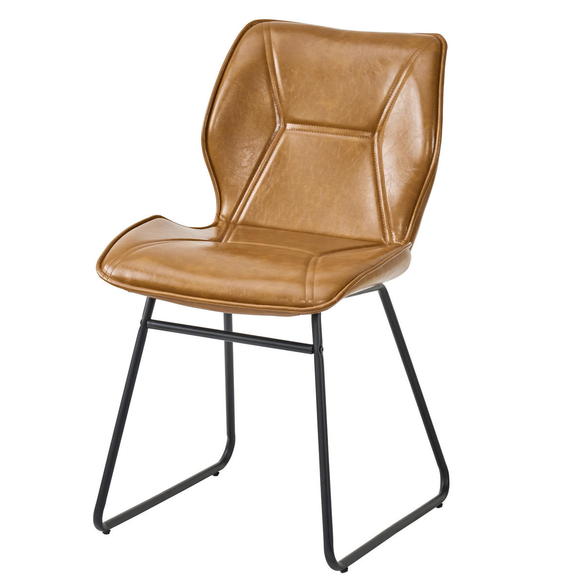 ESSZIMMERSTUHL 2er-Set, Cognacbraun, Kunstleder, Metallgestell - Braun, Leder/Metall (47/81/60cm)