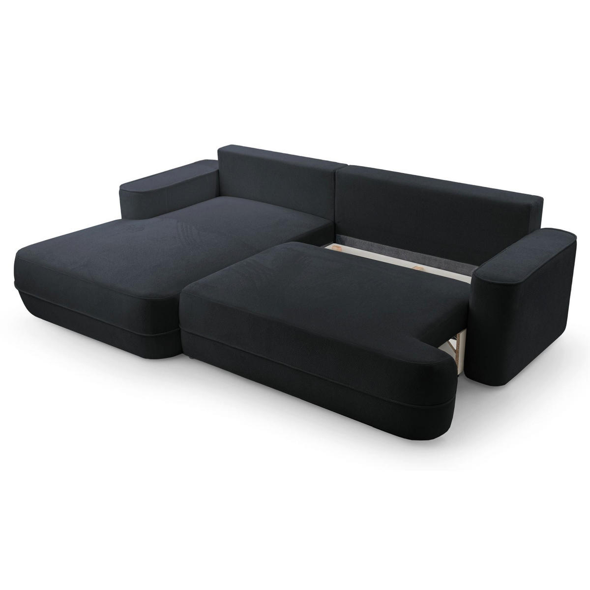 ECKSOFA Fuerro Schwarz Strukturstoff - Schwarz, Kunststoff/Textil (260/168cm) - Selsey
