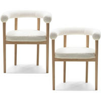 ESSZIMMERSTUHL MAYA 2er Set in Weiß Boucle mit massivem Buchenholzgestell 62/56/78 cm - Hellbraun/Braun, Holz/Textil (61/74/57.5cm) - WFL GROUP