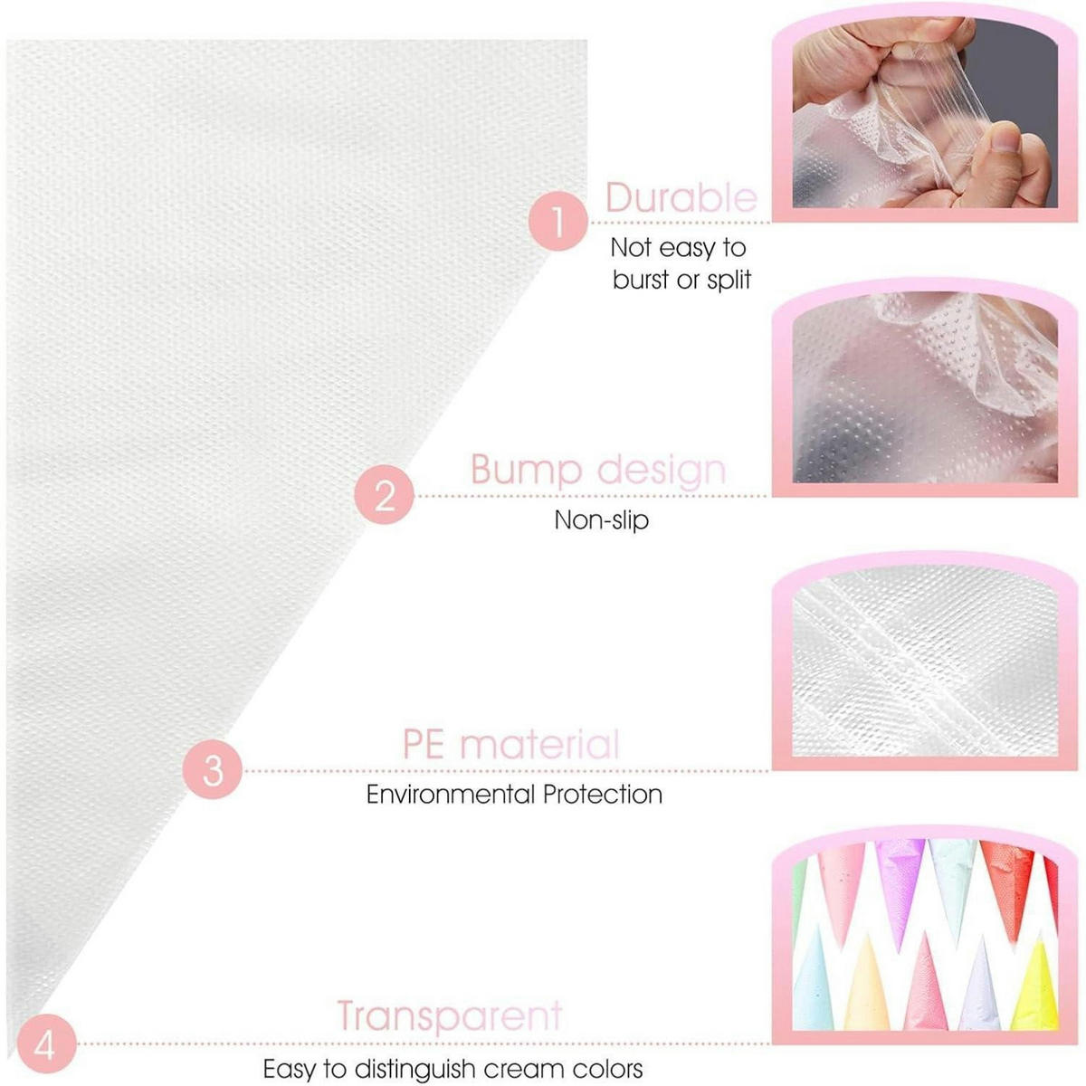 SPRITZBEUTEL Einweg 100 Stück 55 cm - Transparent, Kunststoff (28.5/4/55cm)