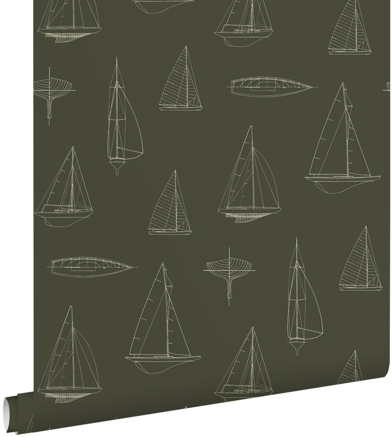 TAPETE Boote 50 x 900 cm - Grün, Papier (50/0.1cm) - ESTAhome
