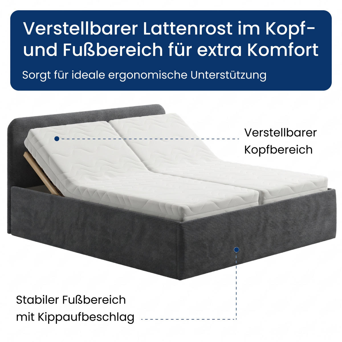 POSLTERBETT 160x200 cm in Anthrazit - Anthrazit, Holzwerkstoff/Textil (160/200cm) - Home Collective