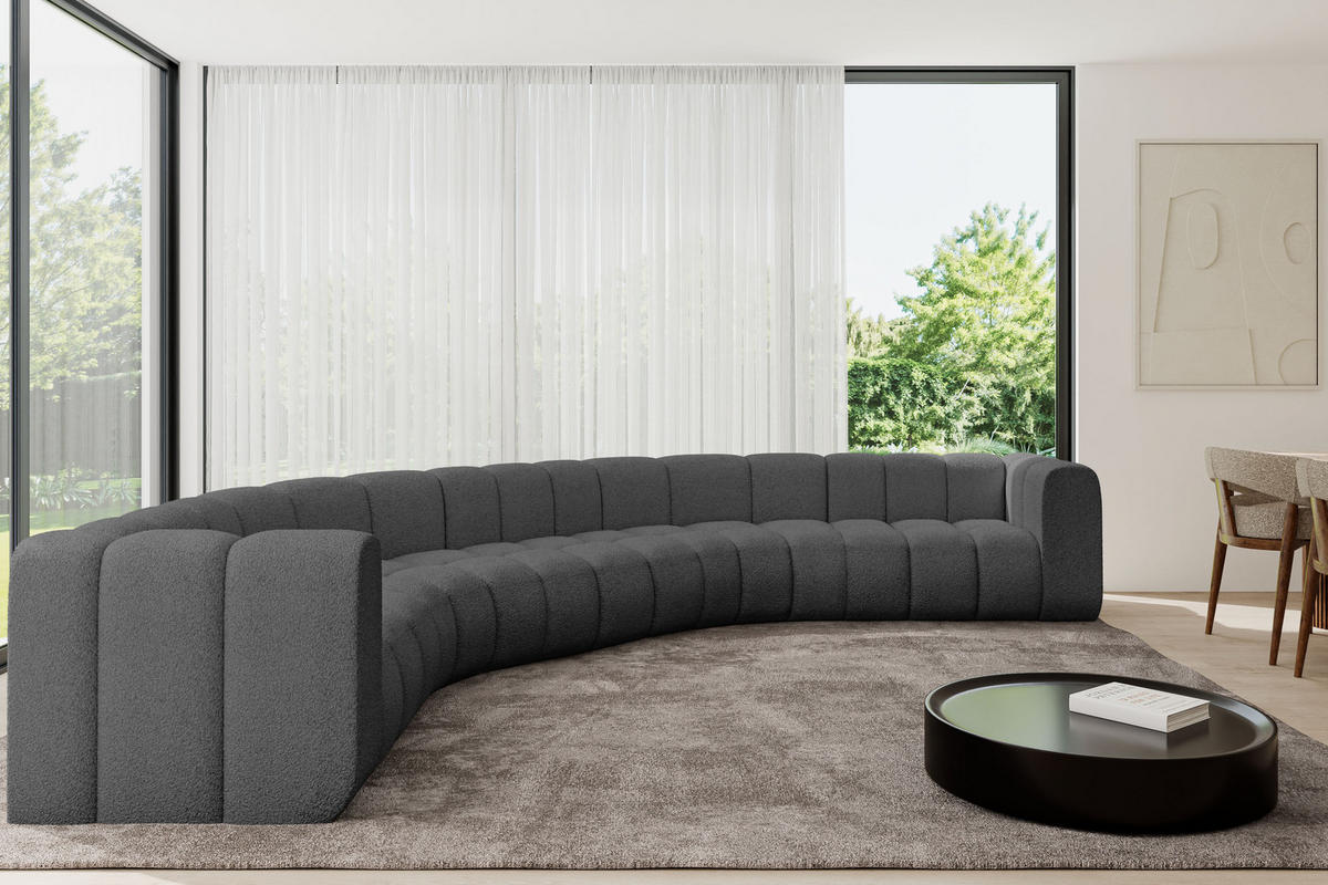 WOHNLANDSCHAFT modulares Sofa Lazro-U1 - 373x373x70 cm Grau - Grau, Holzwerkstoff/Textil (373/70/373cm) - ALTDECOR