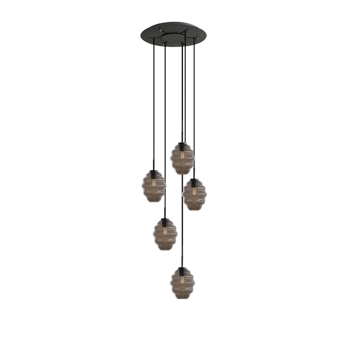 GALERIELEUCHTE Echos 5-flammig Rauch Ø 18cm - Anthrazit/Schwarz, Glas (18/18/20cm) - s.luce