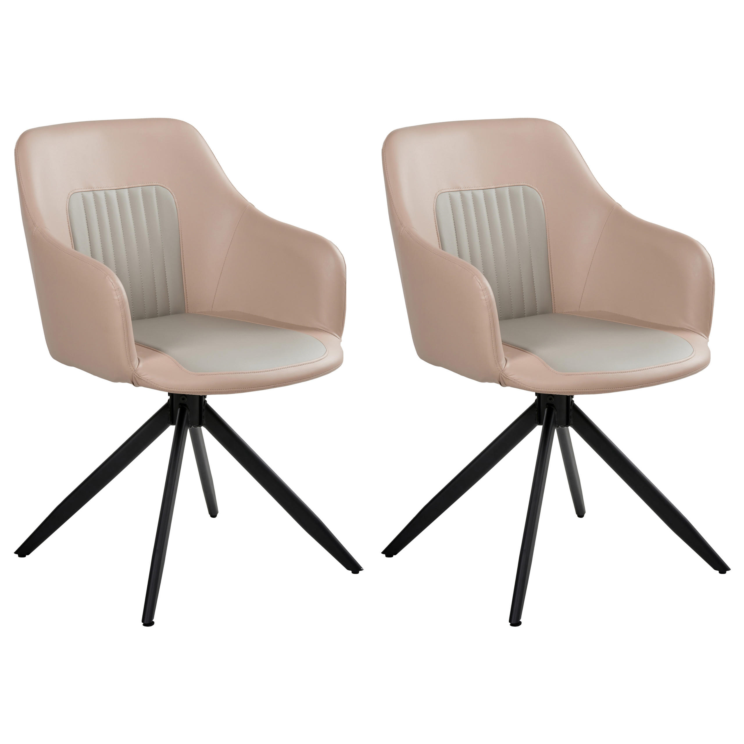 ESSZIMMERSTUHL 2er-Set drehbar Kunstleder Sandbeige Likely - Sandfarben, Kunststoff (56/85/71cm) - Beliani