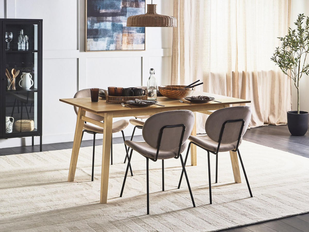 ESSTISCH 150/90 cm Helles Holz Varley - Hellbraun, Holzwerkstoff (150/90/76cm) - Beliani
