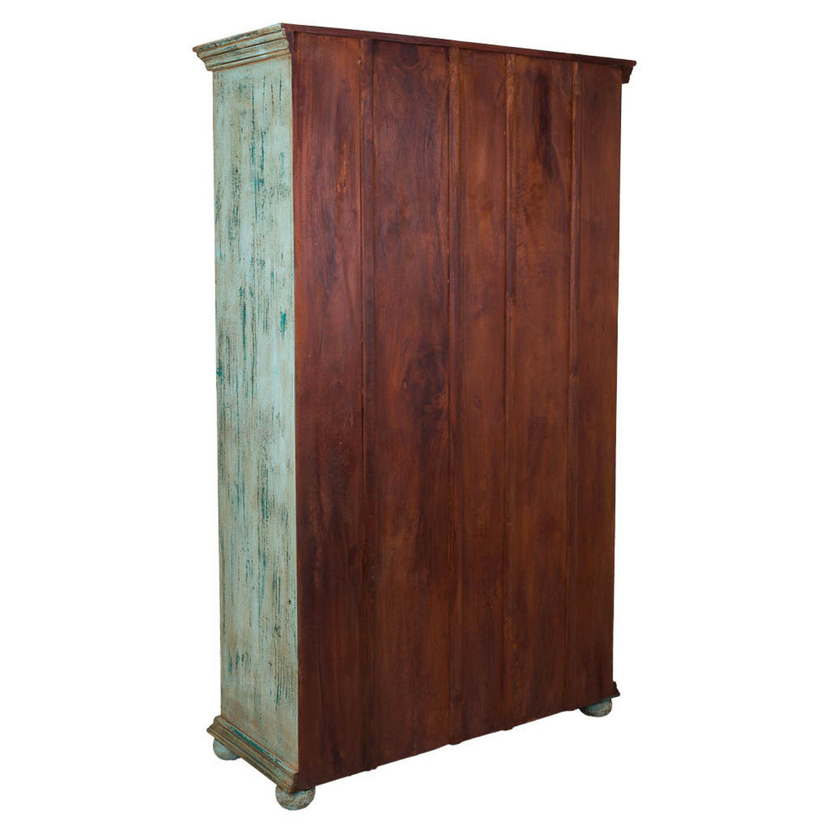 VITRINE aus geschnitztem Holz, 106x43x180 blau - Multicolor, Holz (106/180/43cm) - Wanderlust