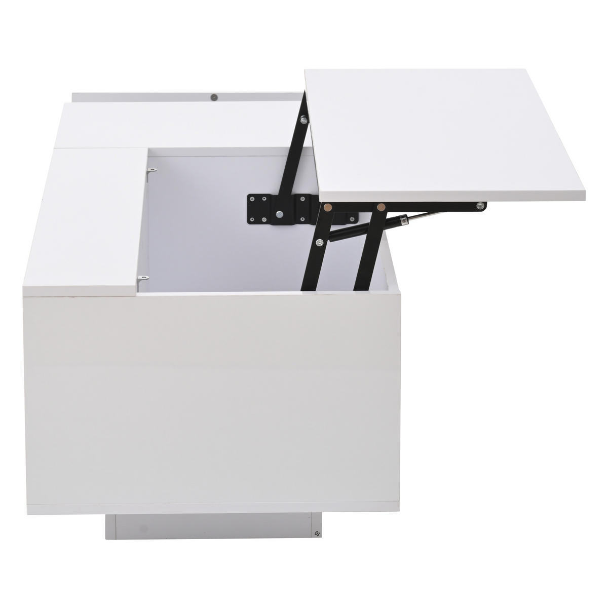 COUCHTISCH 100/50/40 cm höhenverstellbar mit verstecktem Stauraum und LED-Licht - Weiß, Holzwerkstoff (100/50/40cm) - OKWISH