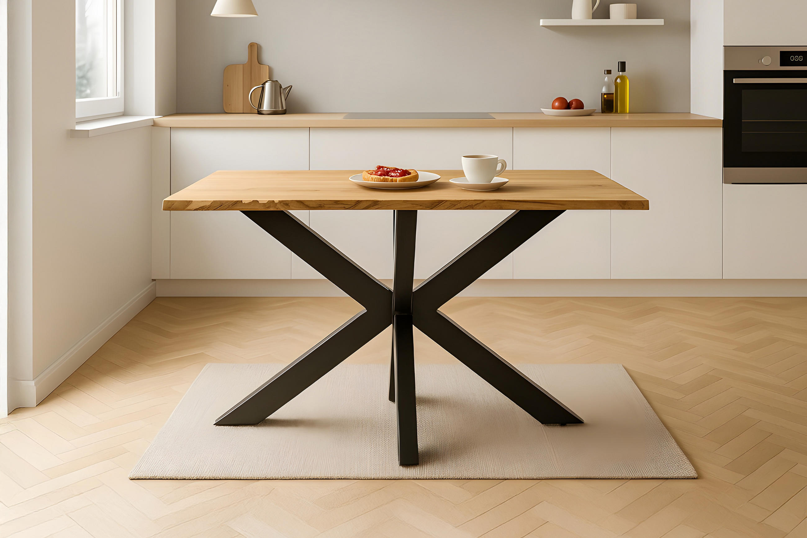 SAM Esstisch Beige, Schwarz 180x77x90 cm