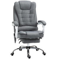 BÜROSTUHL mit Massagefunktion, Ergonomischer Schreibtischstuhl mit Liegefunktion - Silberfarben/Grau, Kunststoff/Textil (70/119/65cm) - Vinsetto